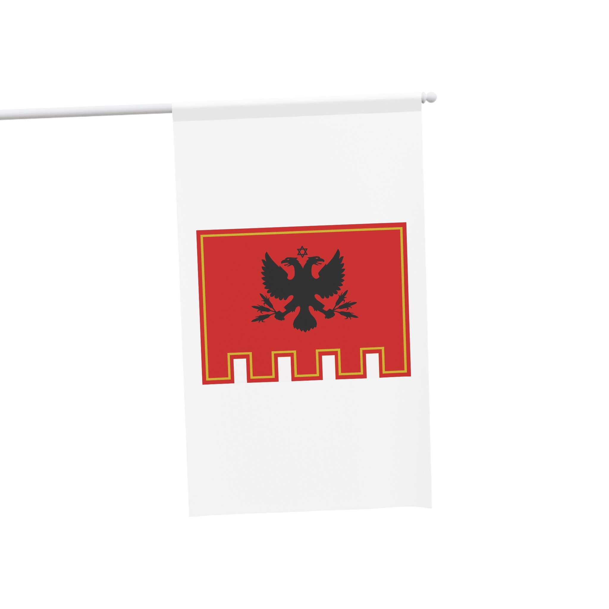 Flag Piana Degli Albanesi Sicily Historical Arbereshe Albanian Community Flag Red With Black Doubleh House Banner - Image 3