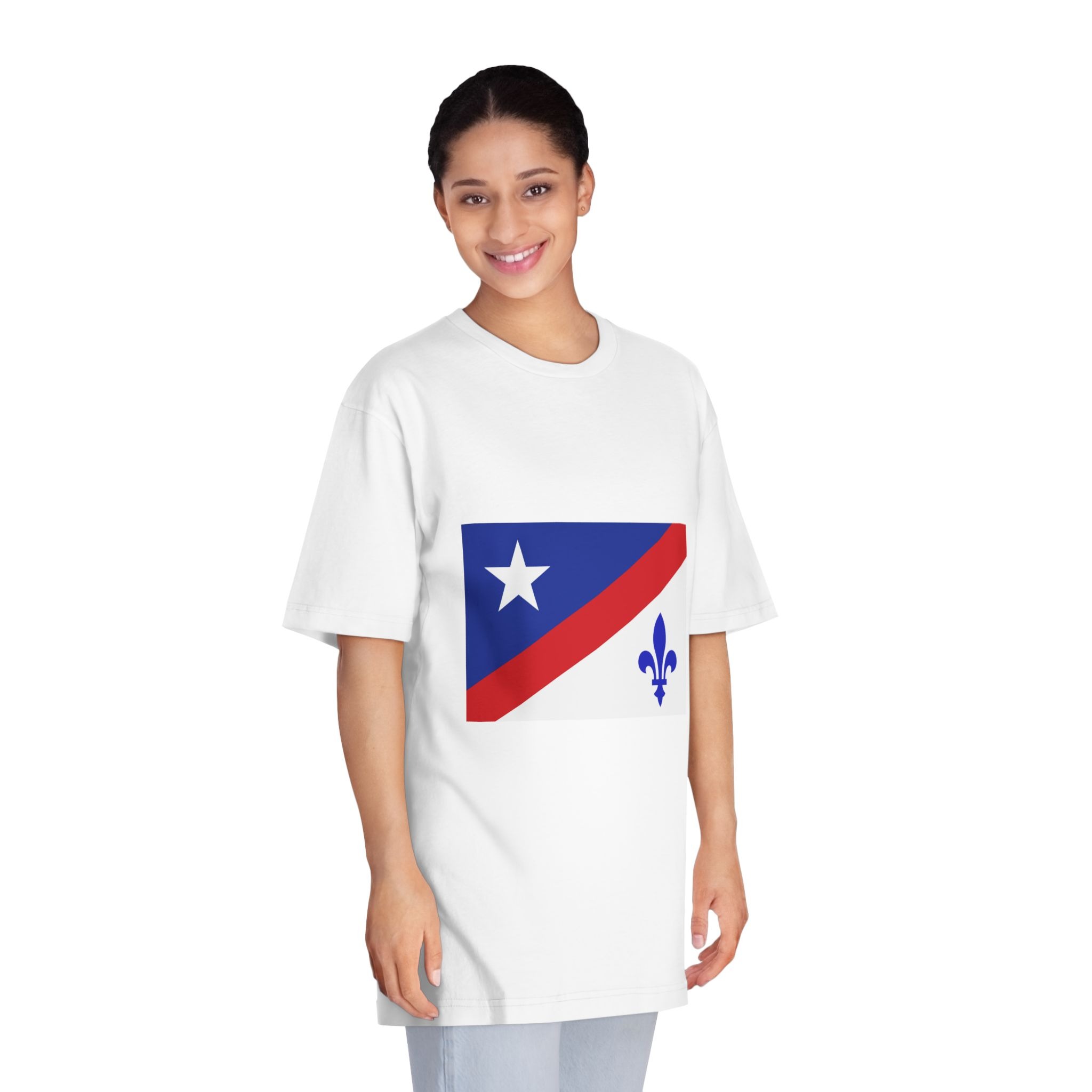 Drapeau Francoamericain Frenchamerican Tricolor Flag Symbol Francophone Comm Unisex Classic Crewneck T Shirt - Image 3