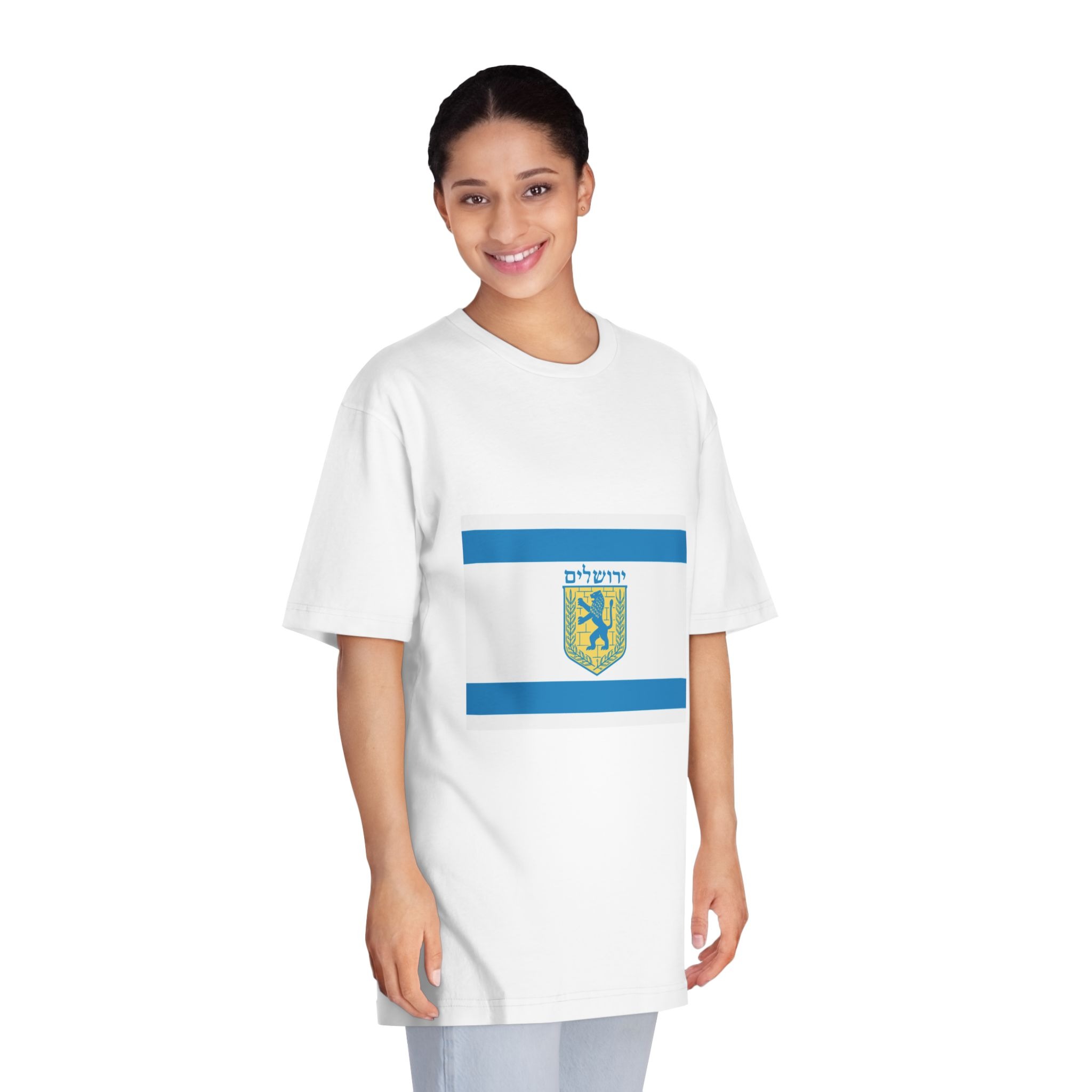 Flag of Jerusalem Unisex Classic Crewneck T Shirt - Image 3