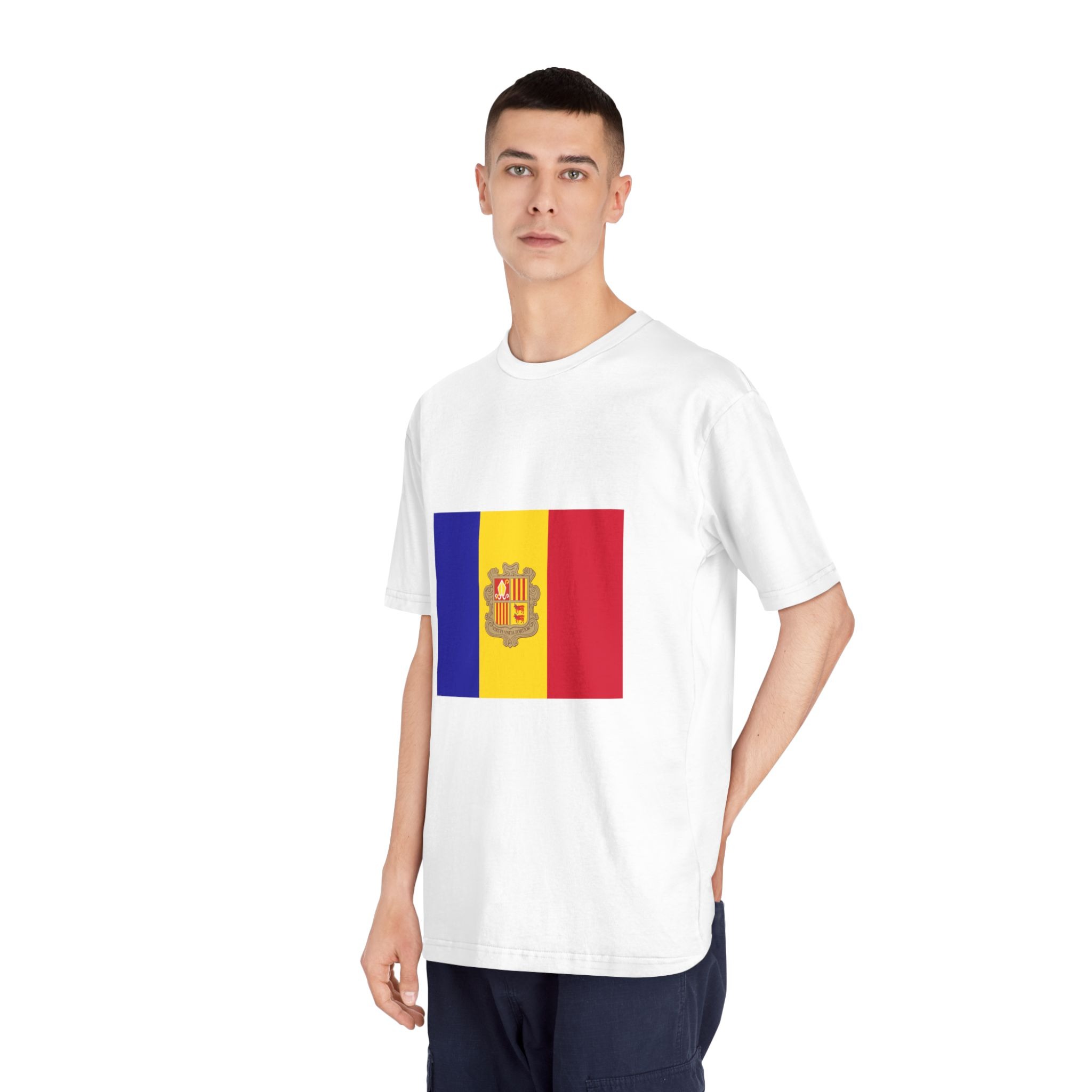 Flag of Andorra Unisex Classic Crewneck T Shirt - Image 4