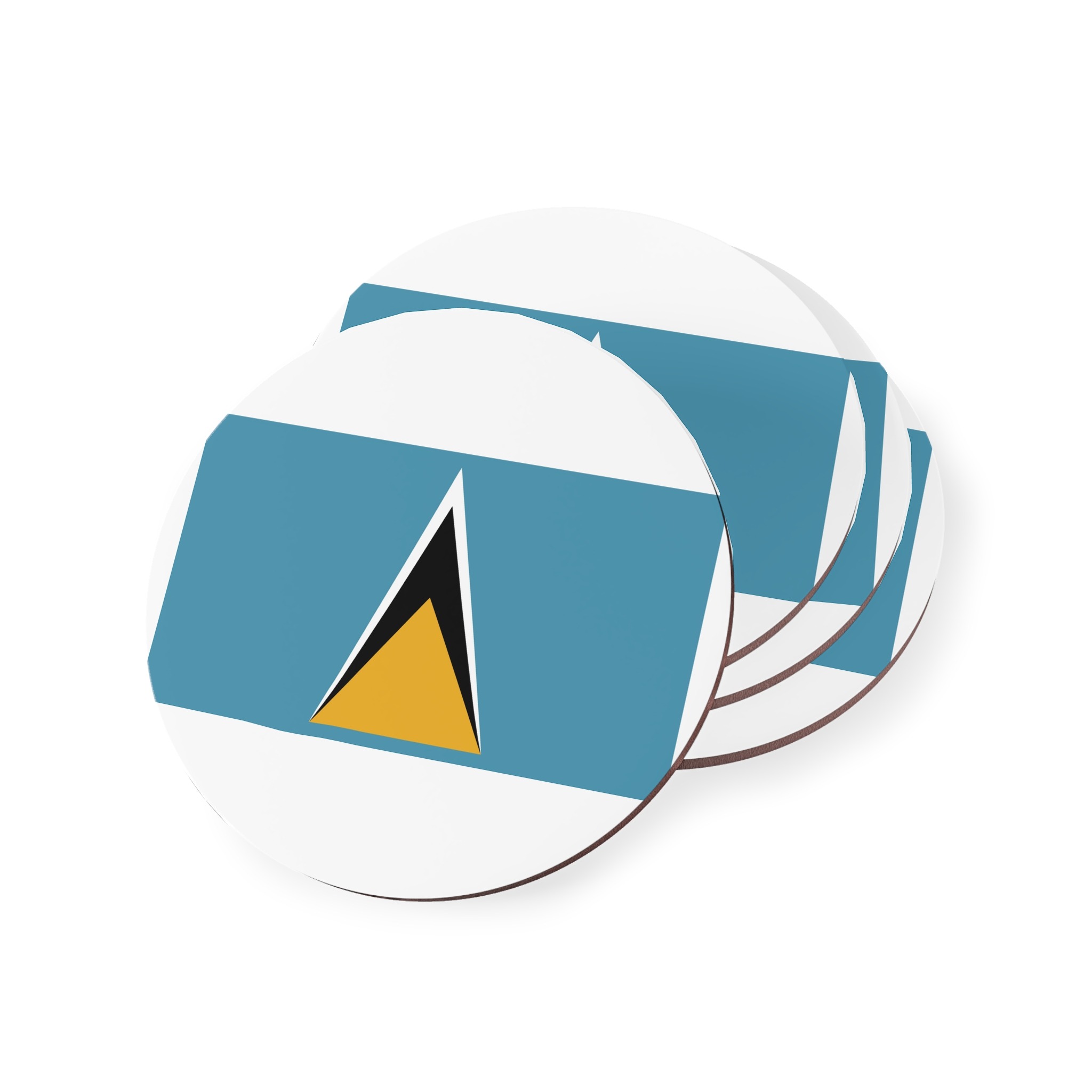 National Flag Saint Lucia With Iconic Triangles Coasters - Image 3