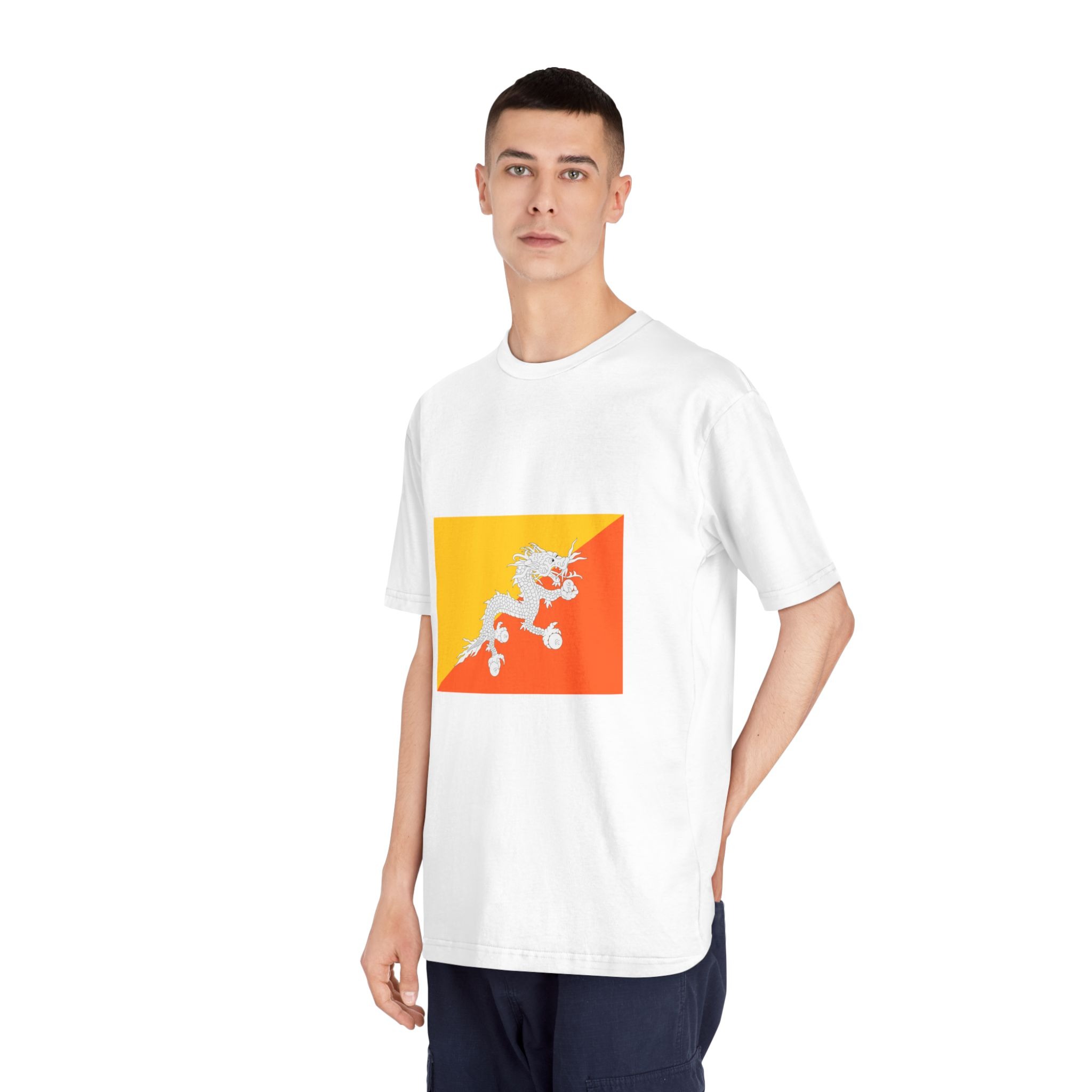 Flag of Bhutan Unisex Classic Crewneck T Shirt - Image 4