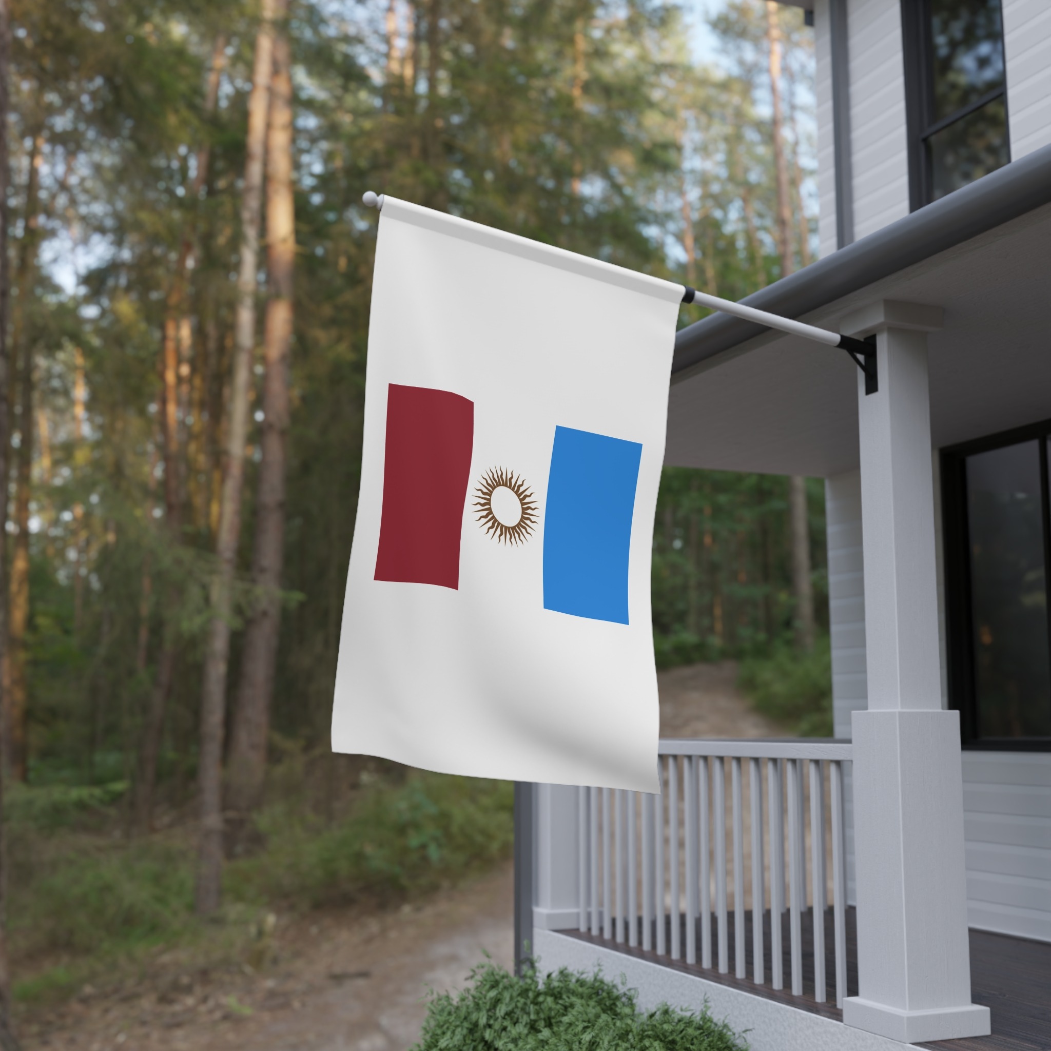 Flag Province Cordoba Argentina Tricolor Vertical Banner With Red White Sky Blue House Banner - Image 4
