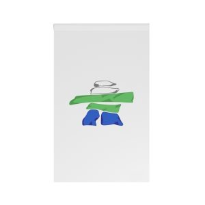 Flag Nunatsiavut Inuit Selfgovernment Banner With Inuksuk Emblem White Blue Green Stripes Symbol Lab House Banner