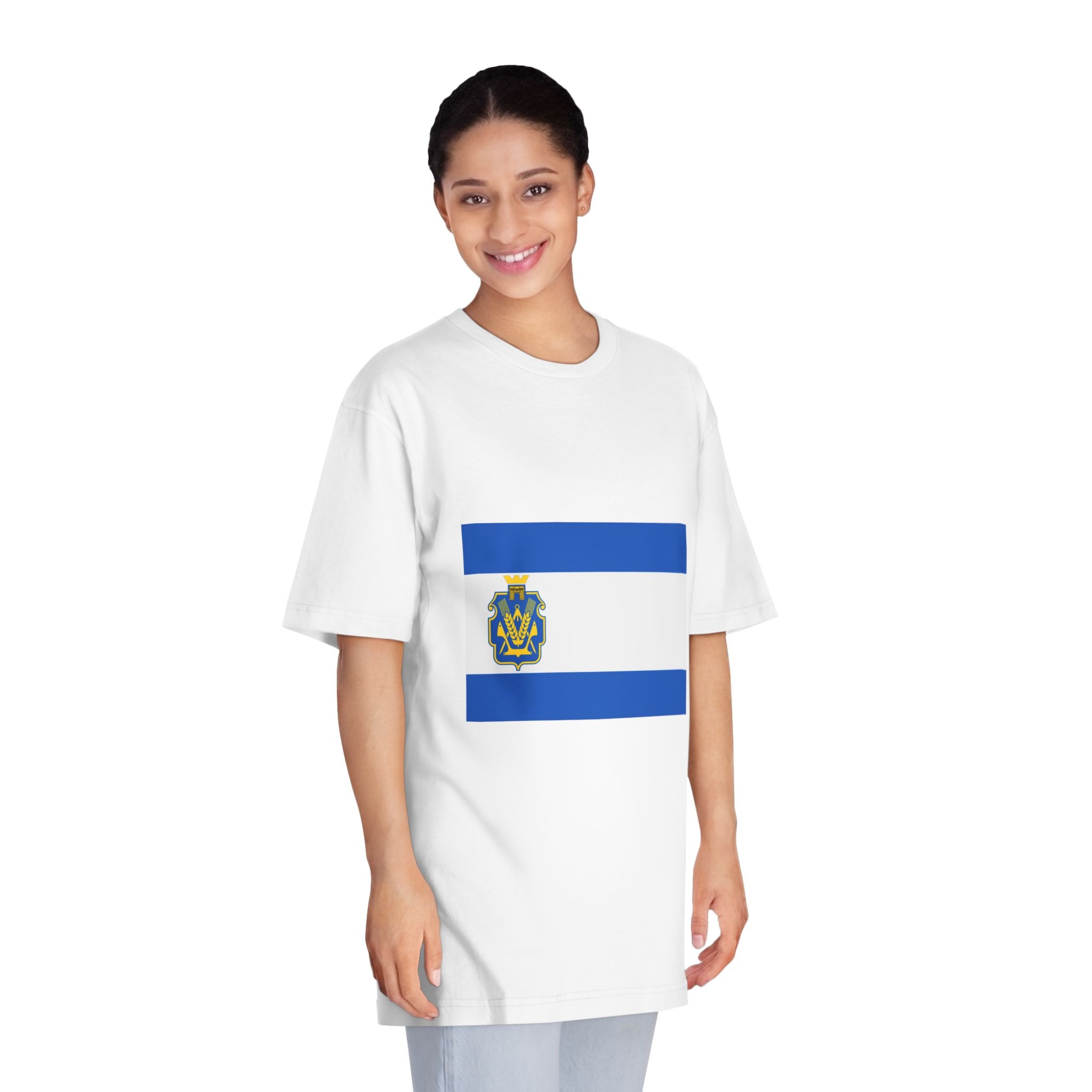 Flag of Kherson Oblast Unisex Classic Crewneck T Shirt - Image 3
