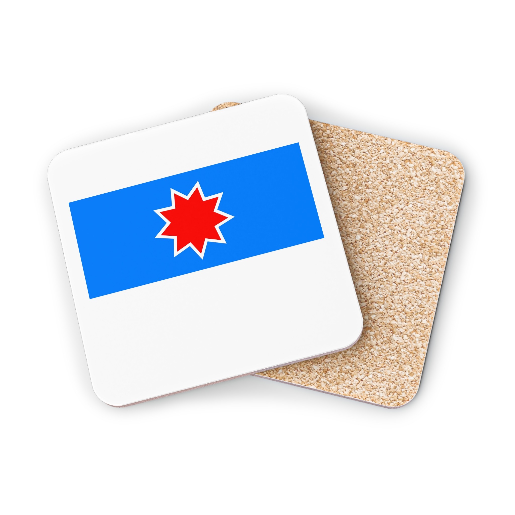 Orok Uilta Flag Blue White Yellow Indigenous Banner Sakhalin Symbol Arctic Heritage Coasters - Image 6