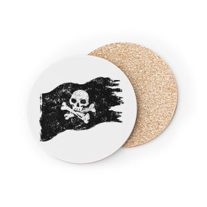 Pirate Flag Monochrome Vintage Emblem Coasters