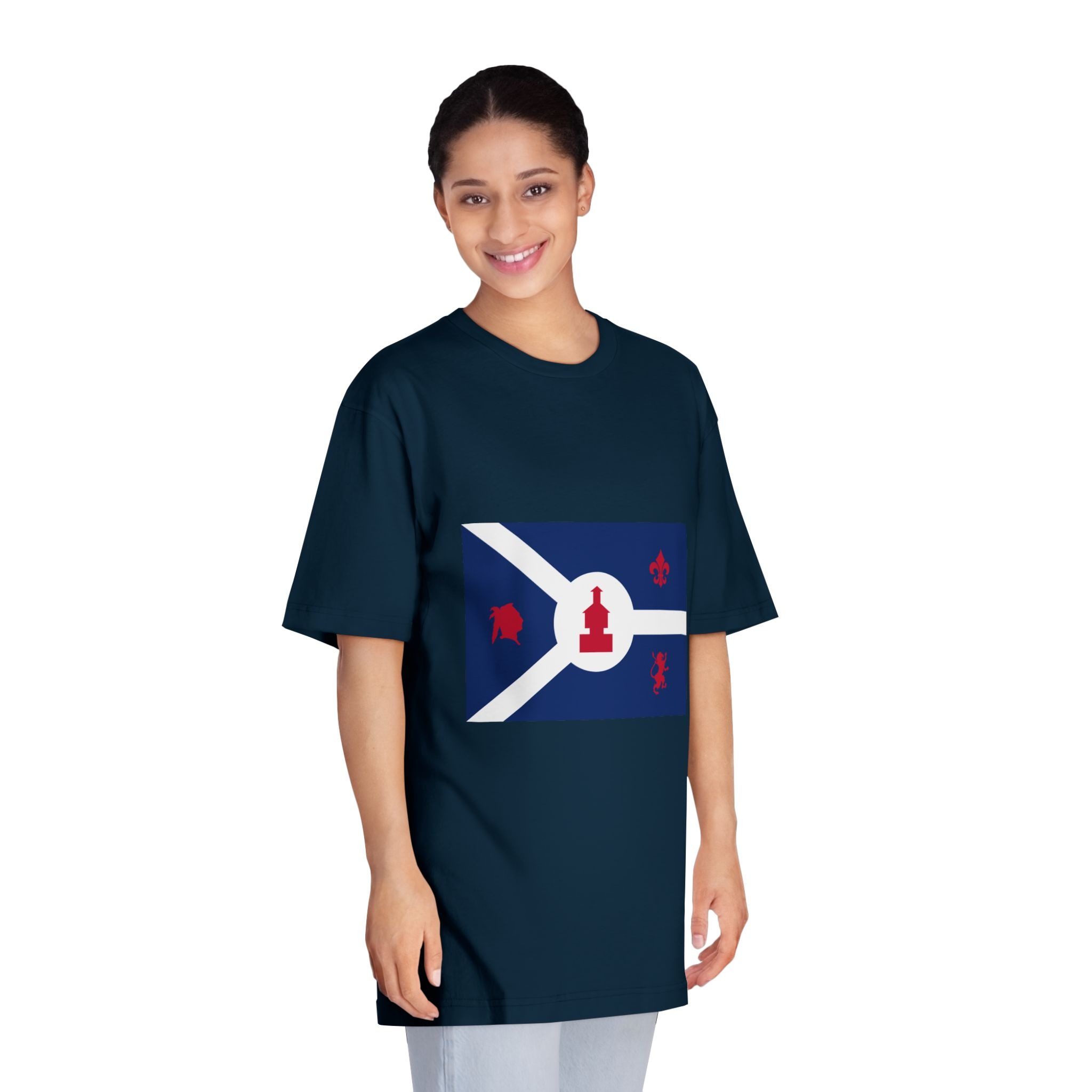 Flag of Fort Wayne, Indiana Unisex Classic Crewneck T Shirt - Image 19