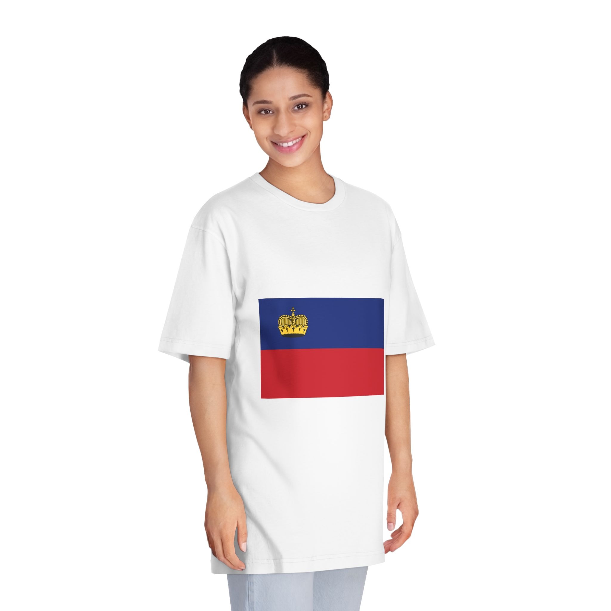 Flag of Liechtenstein Unisex Classic Crewneck T Shirt - Image 3