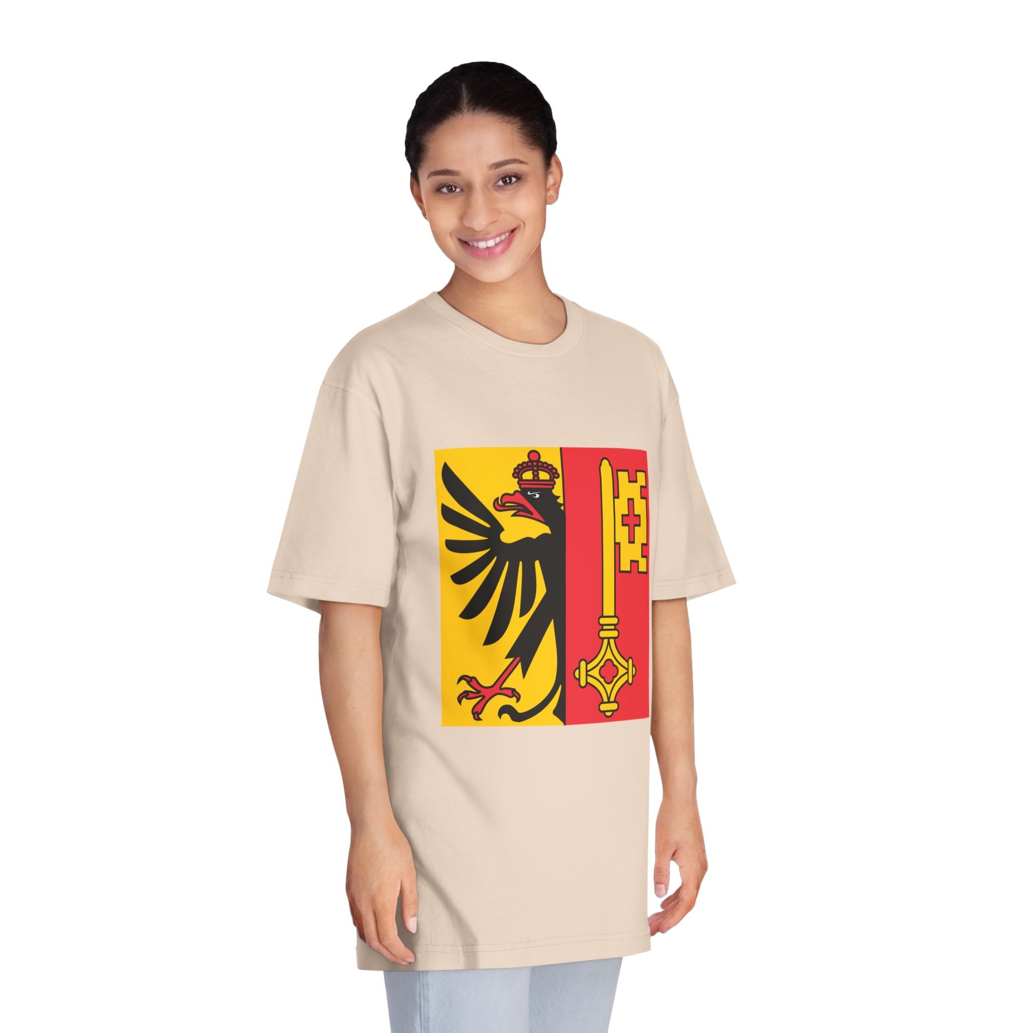 Flag of Canton of Geneva Unisex Classic Crewneck T Shirt - Image 11