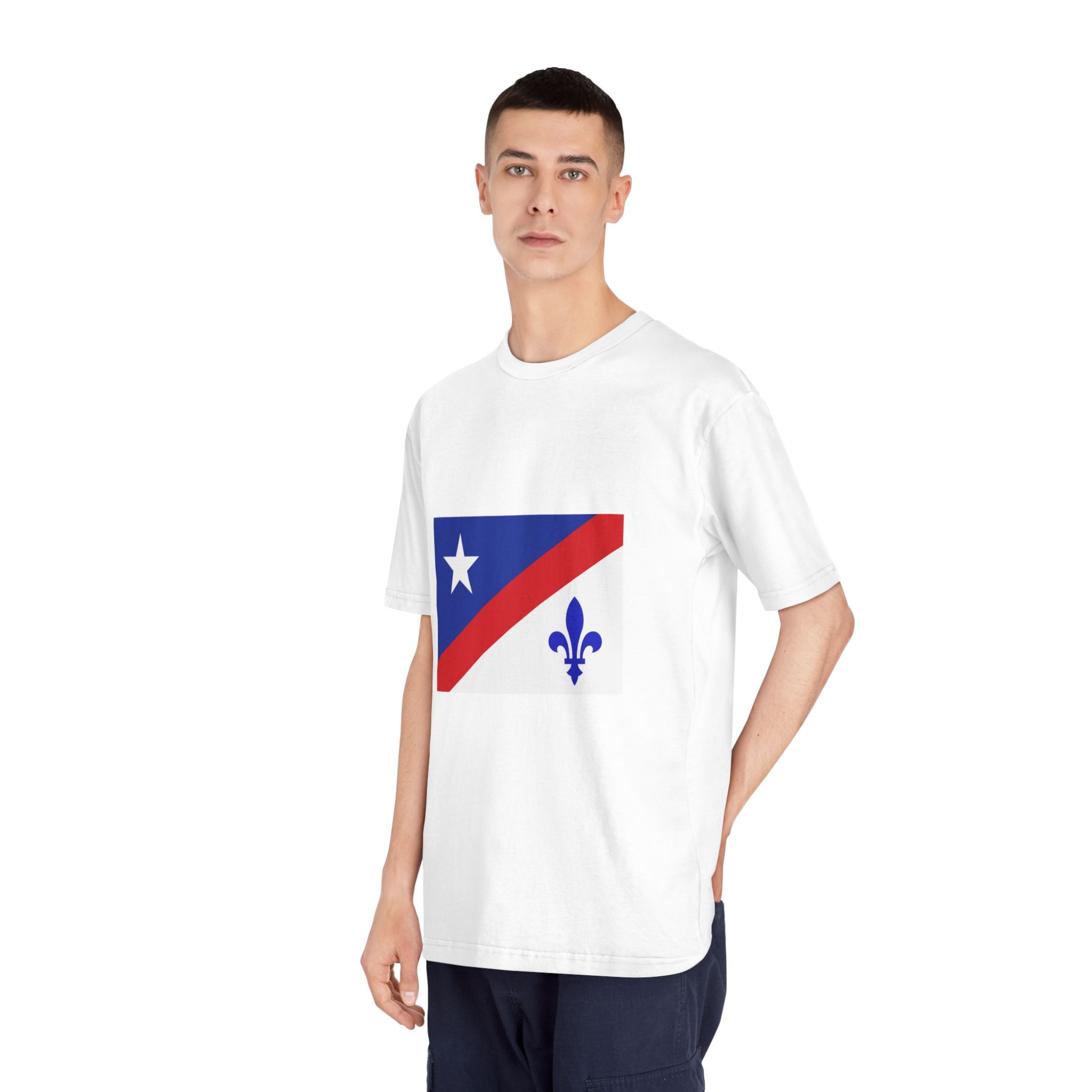 Drapeau Francoamericain Frenchamerican Tricolor Flag Symbol Francophone Comm Unisex Classic Crewneck T Shirt - Image 4