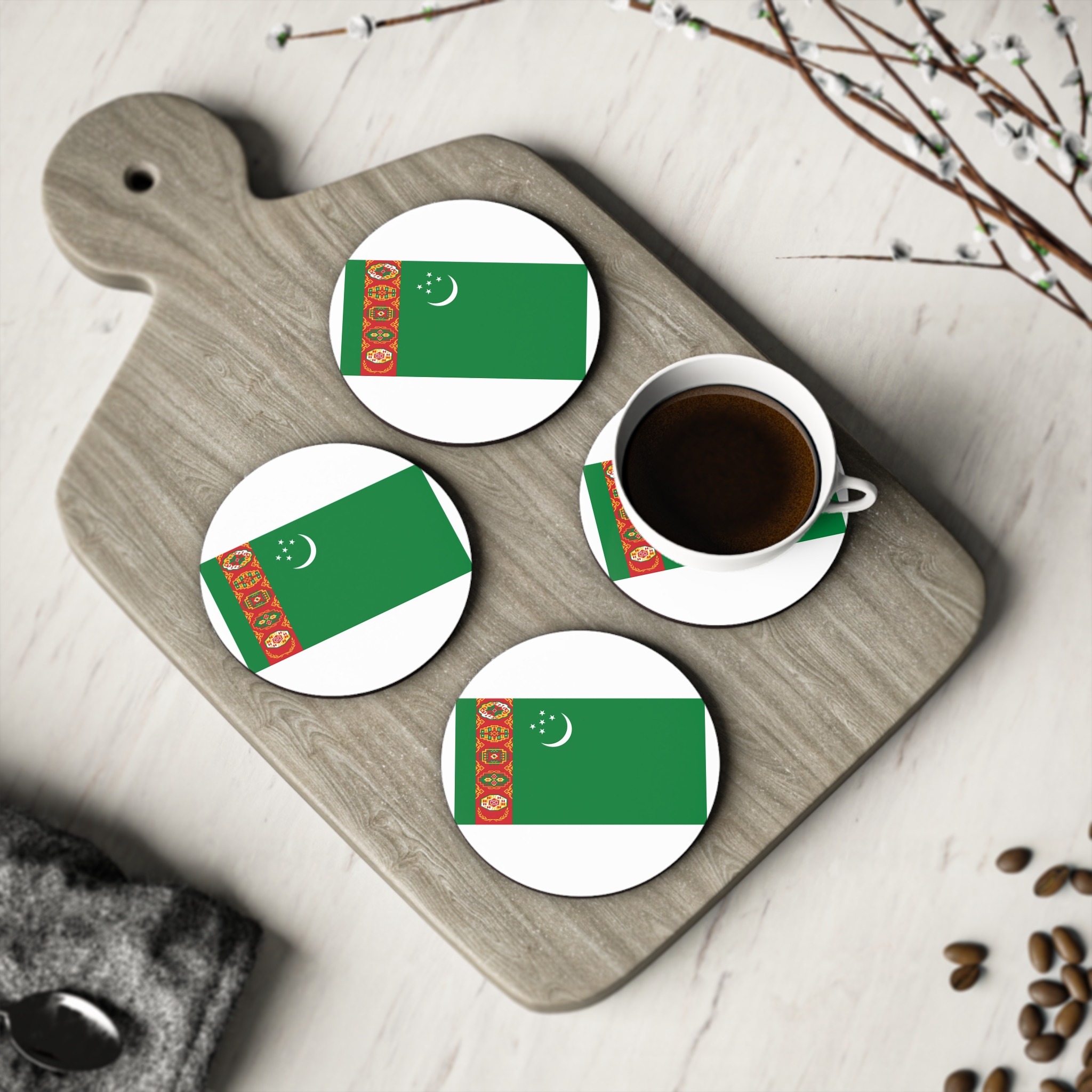 Turkmanistan Flag Coasters - Image 4