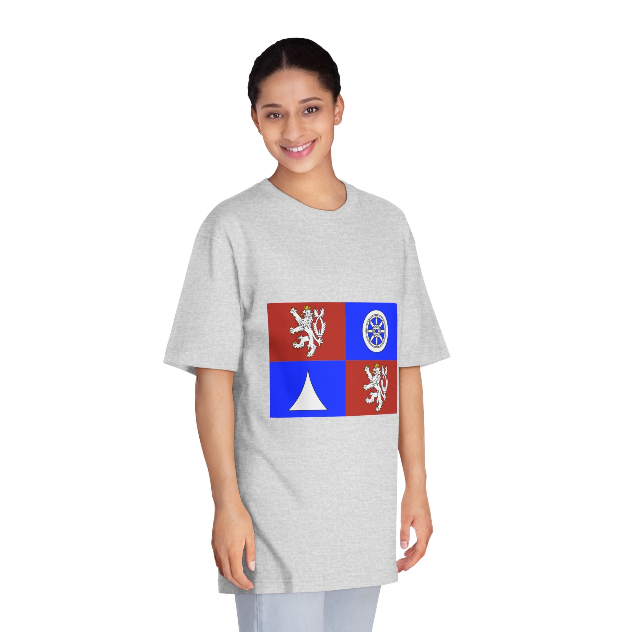 Flag of Liberec Region Unisex Classic Crewneck T Shirt - Image 15
