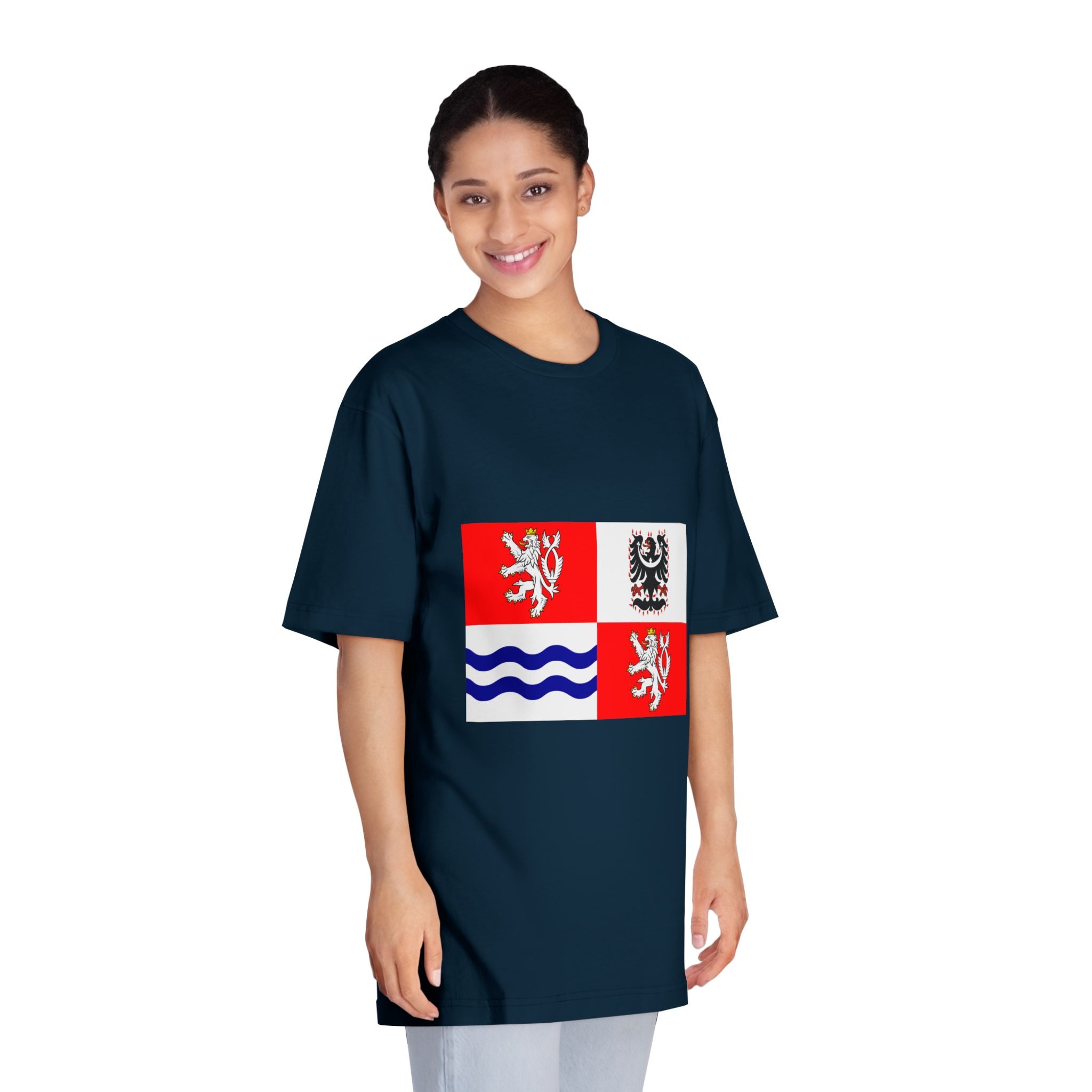 Flag of Central Bohemian Region Unisex Classic Crewneck T Shirt - Image 19