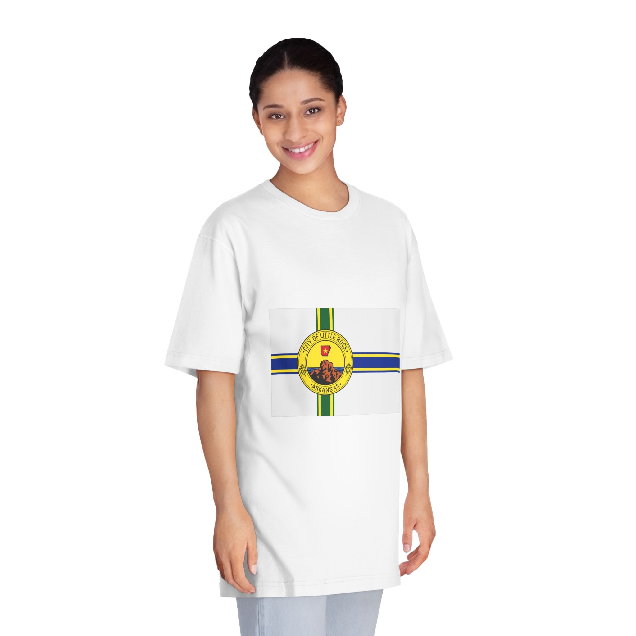Flag of Little Rock, Arkansas Unisex Classic Crewneck T Shirt - Image 3