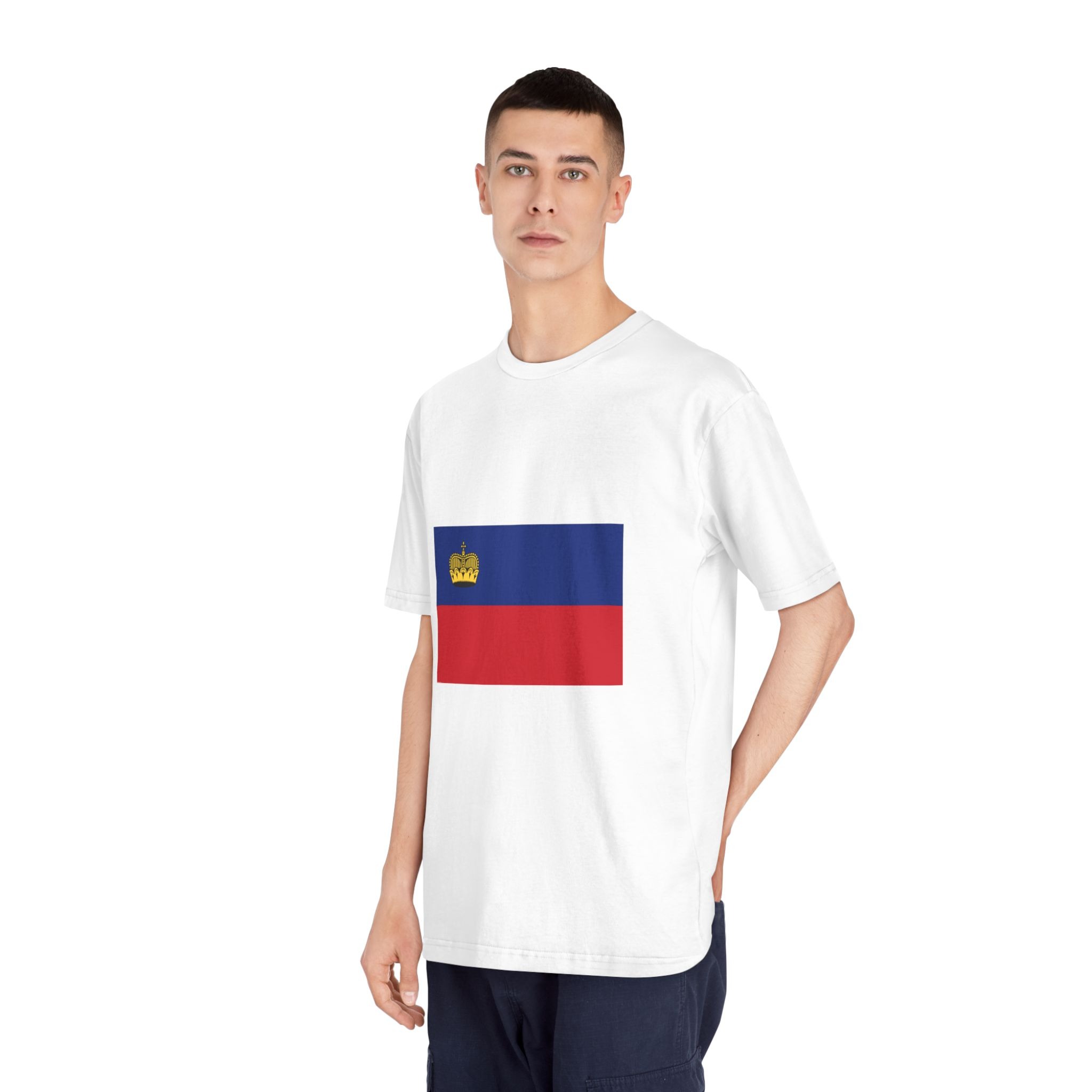 Flag of Liechtenstein Unisex Classic Crewneck T Shirt - Image 4