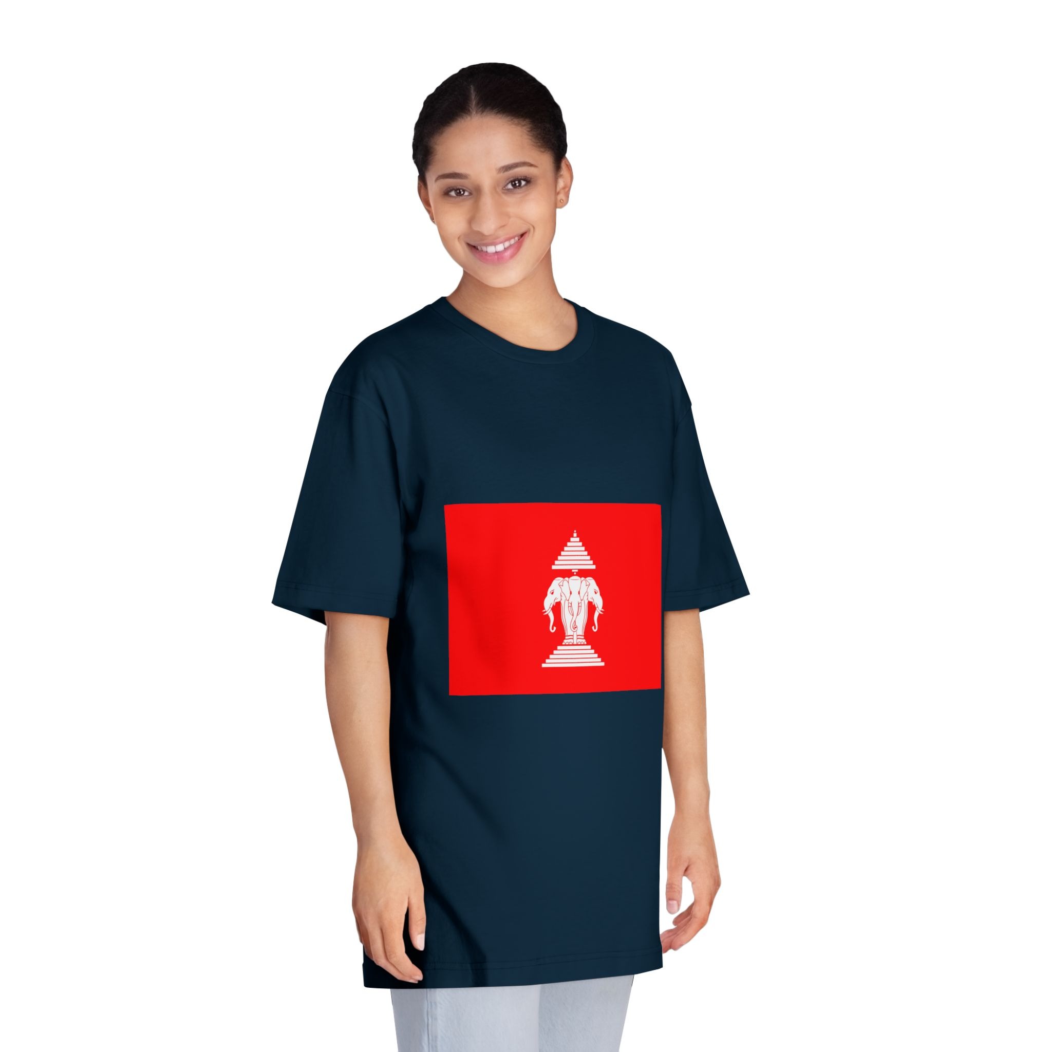 Flag of Laos 1952 1975 Unisex Classic Crewneck T Shirt - Image 19