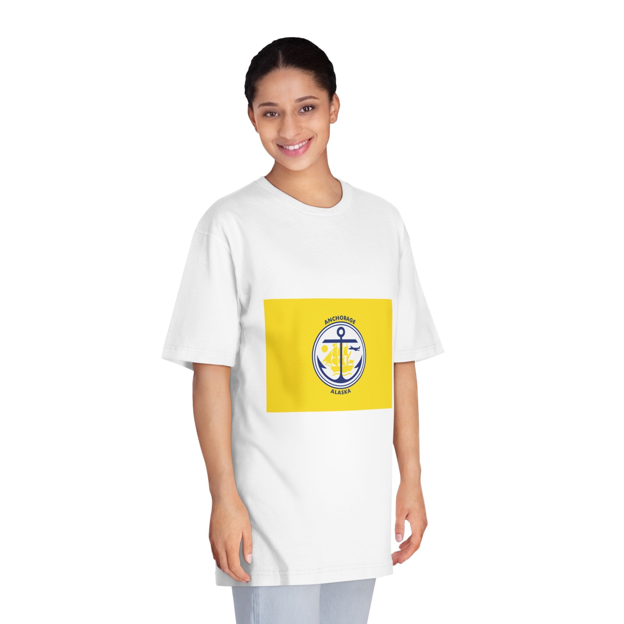 Flag of Anchorage, Alaska Unisex Classic Crewneck T Shirt - Image 3