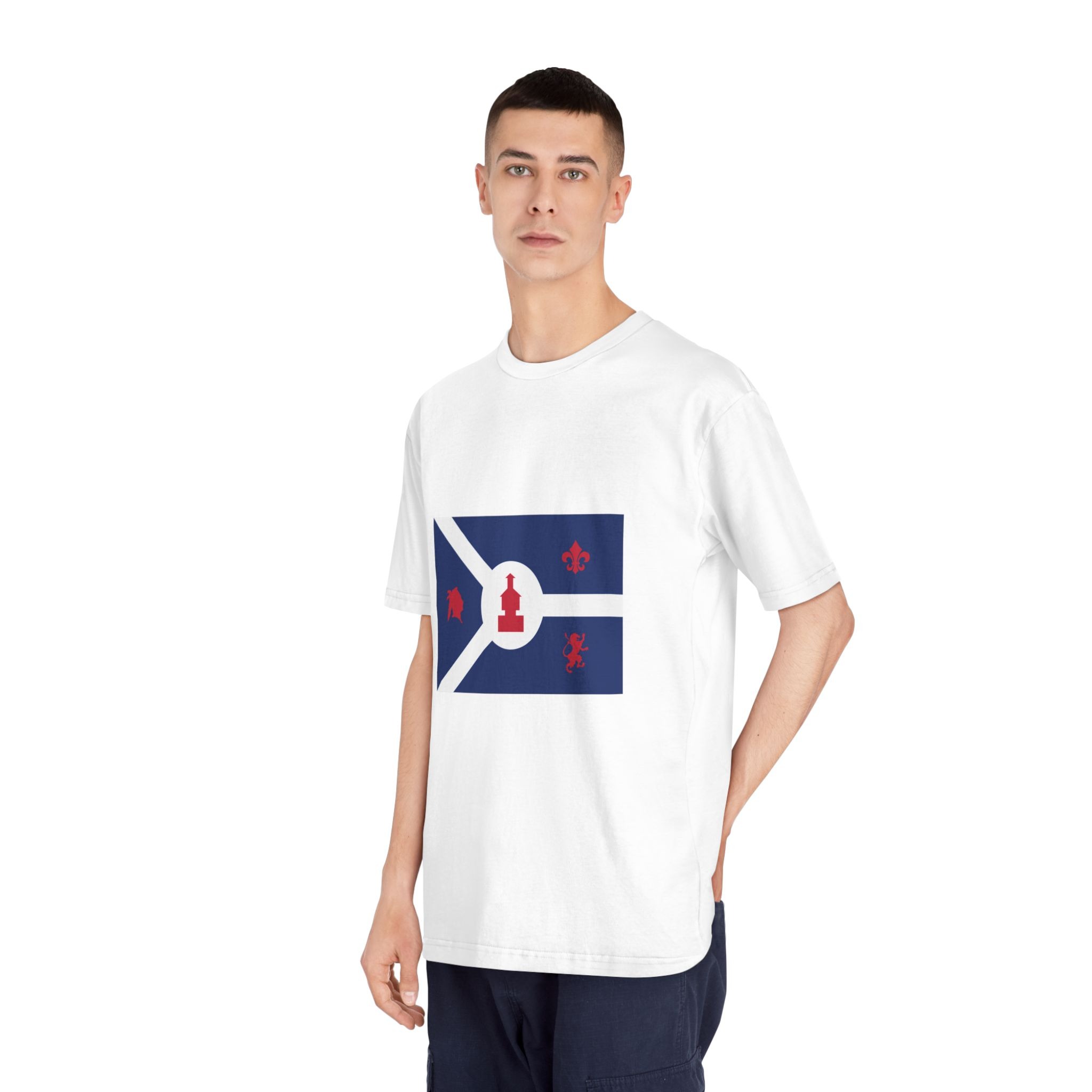 Flag of Fort Wayne, Indiana Unisex Classic Crewneck T Shirt - Image 4