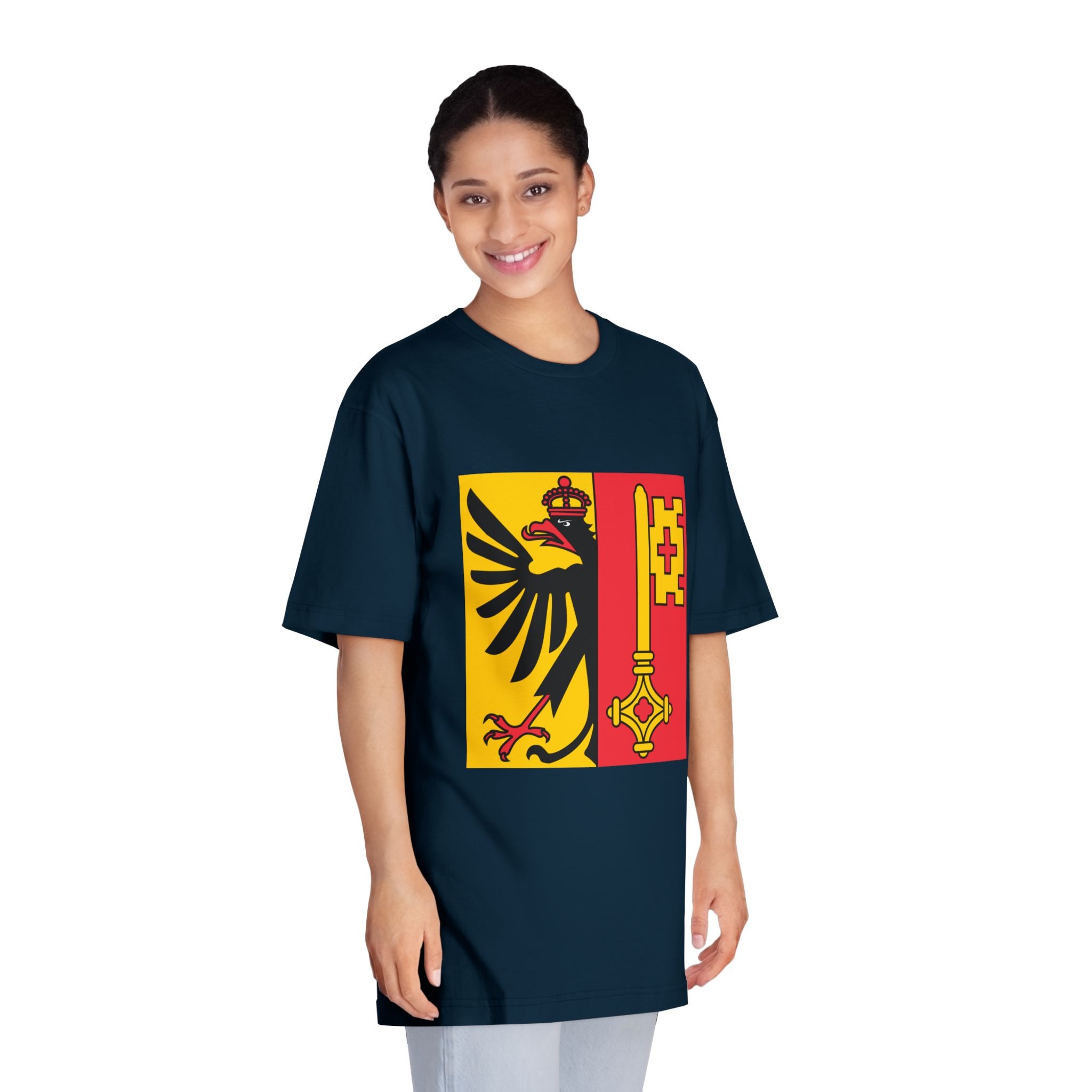 Flag of Canton of Geneva Unisex Classic Crewneck T Shirt - Image 19