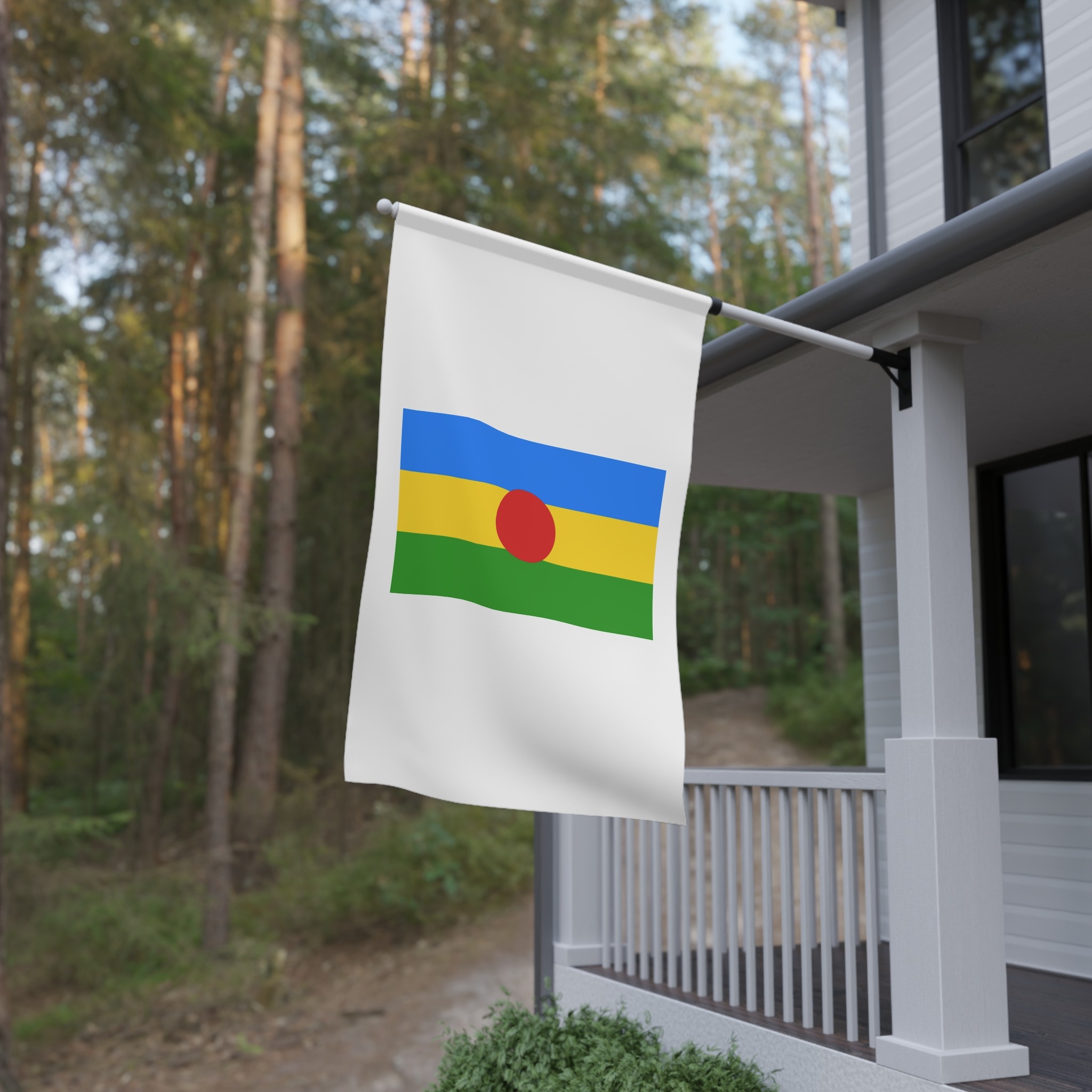 Flag Palaung Taang Ethnic Banner With Blueyellowgreen Stripes Red Sun Symbol Taang House Banner - Image 4