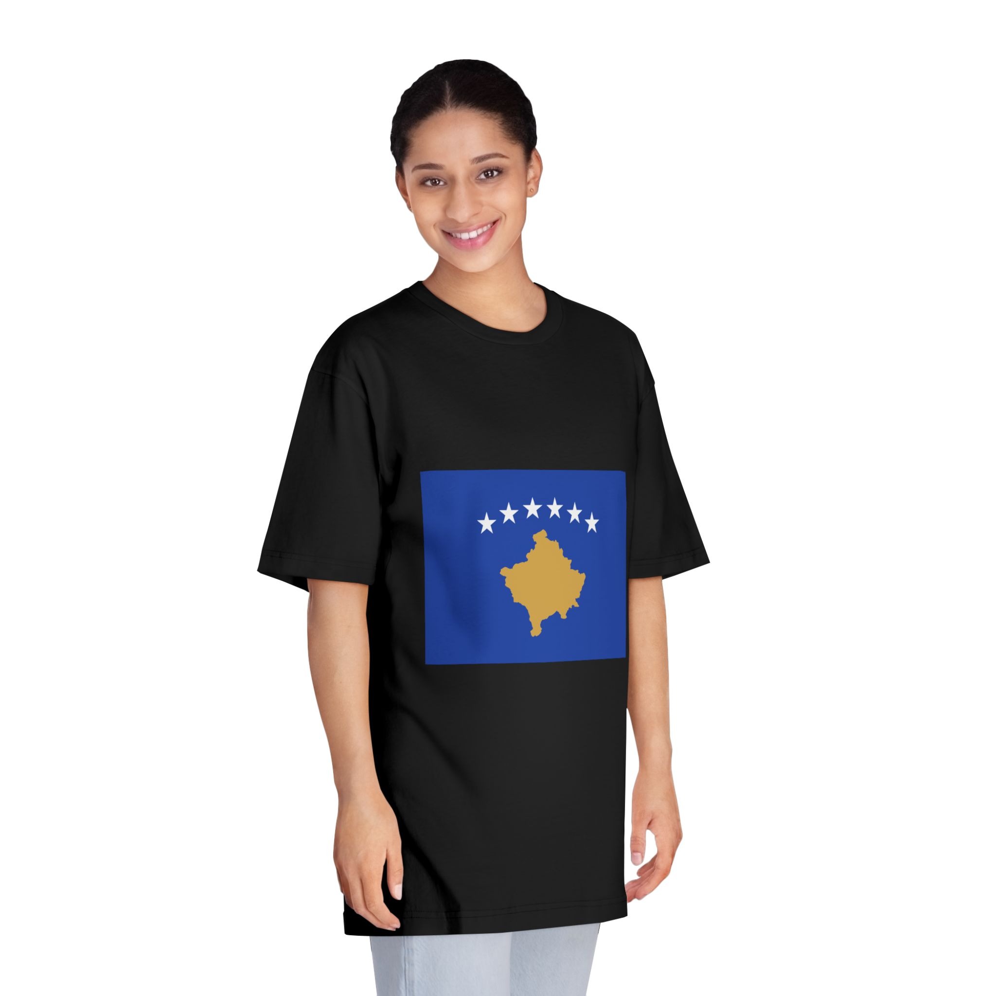 Flag of Kosovo Unisex Classic Crewneck T Shirt - Image 7