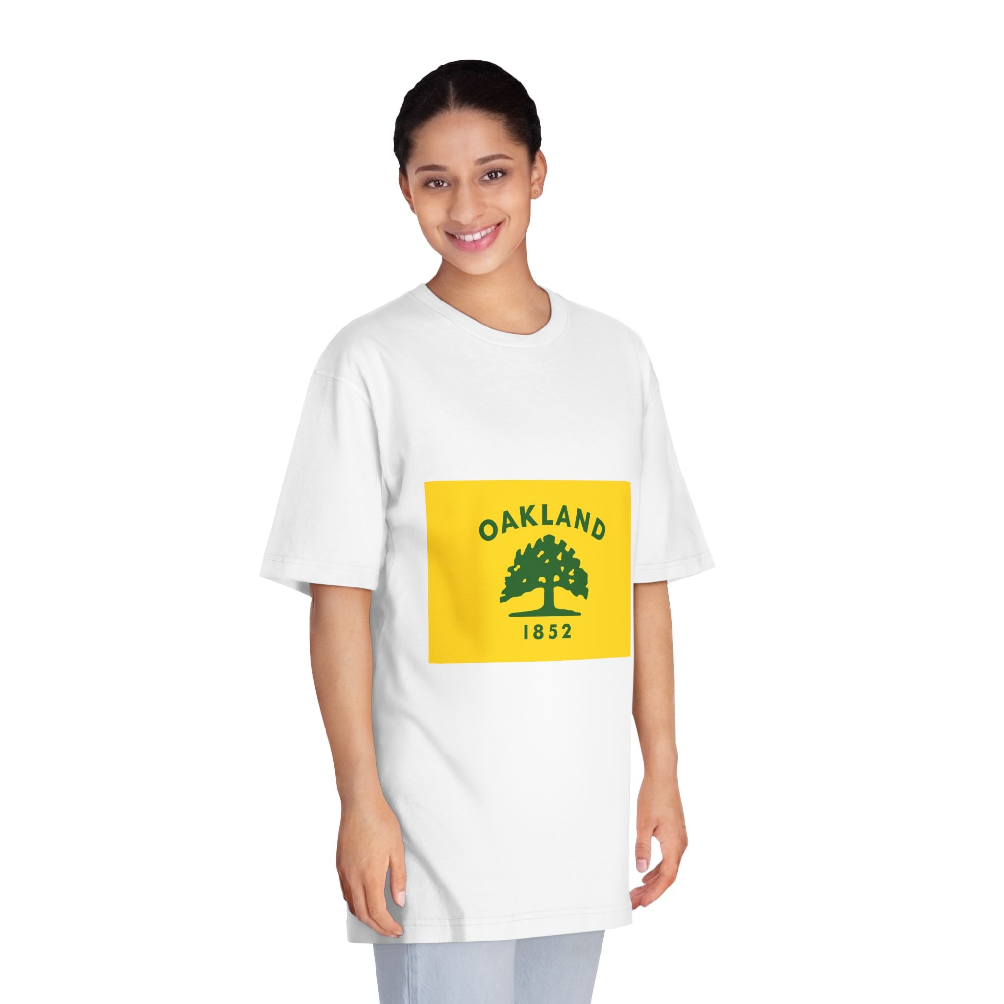 Flag of Oakland California Unisex Classic Crewneck T Shirt - Image 3