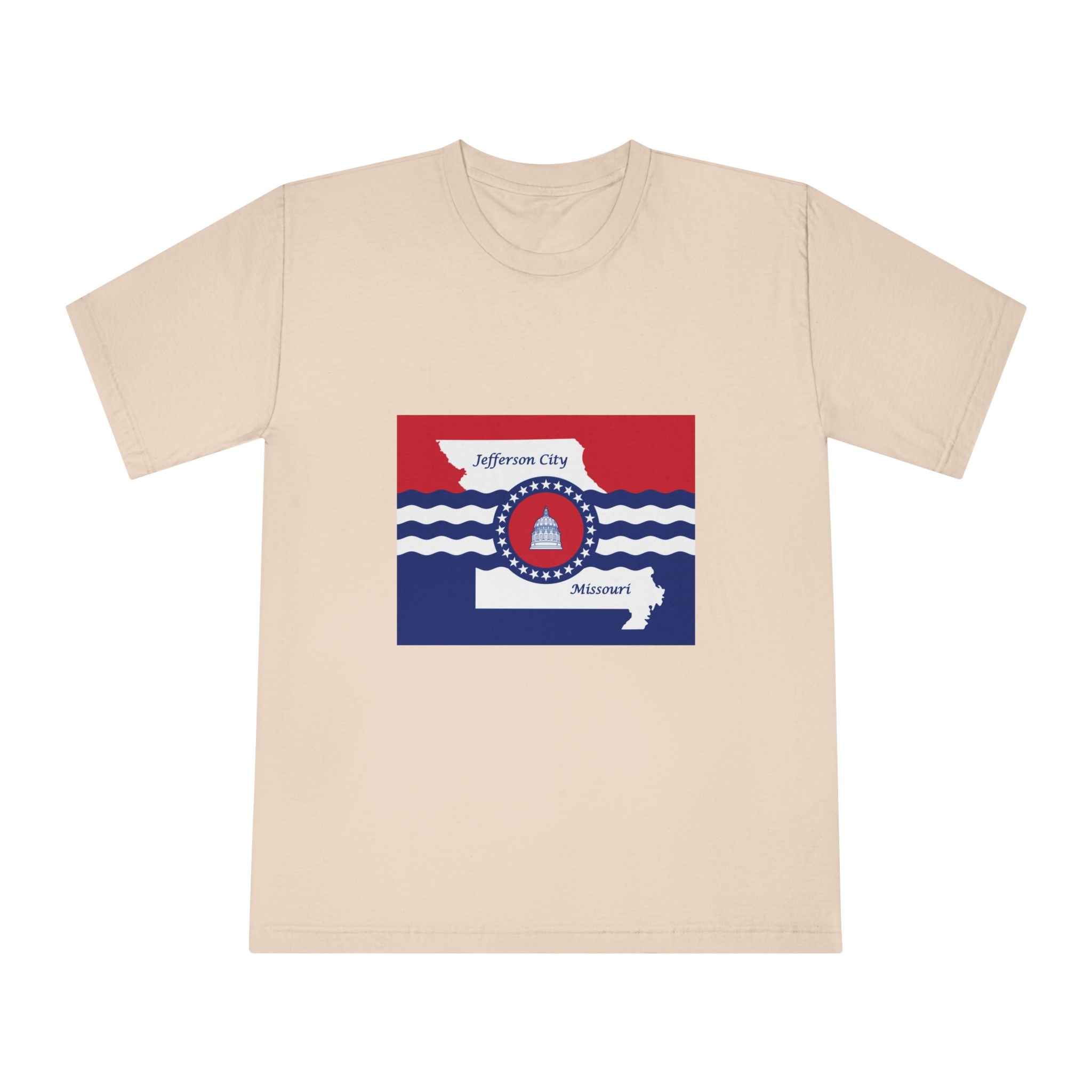 Flag of Jefferson City, Missouri Unisex Classic Crewneck T Shirt - Image 9