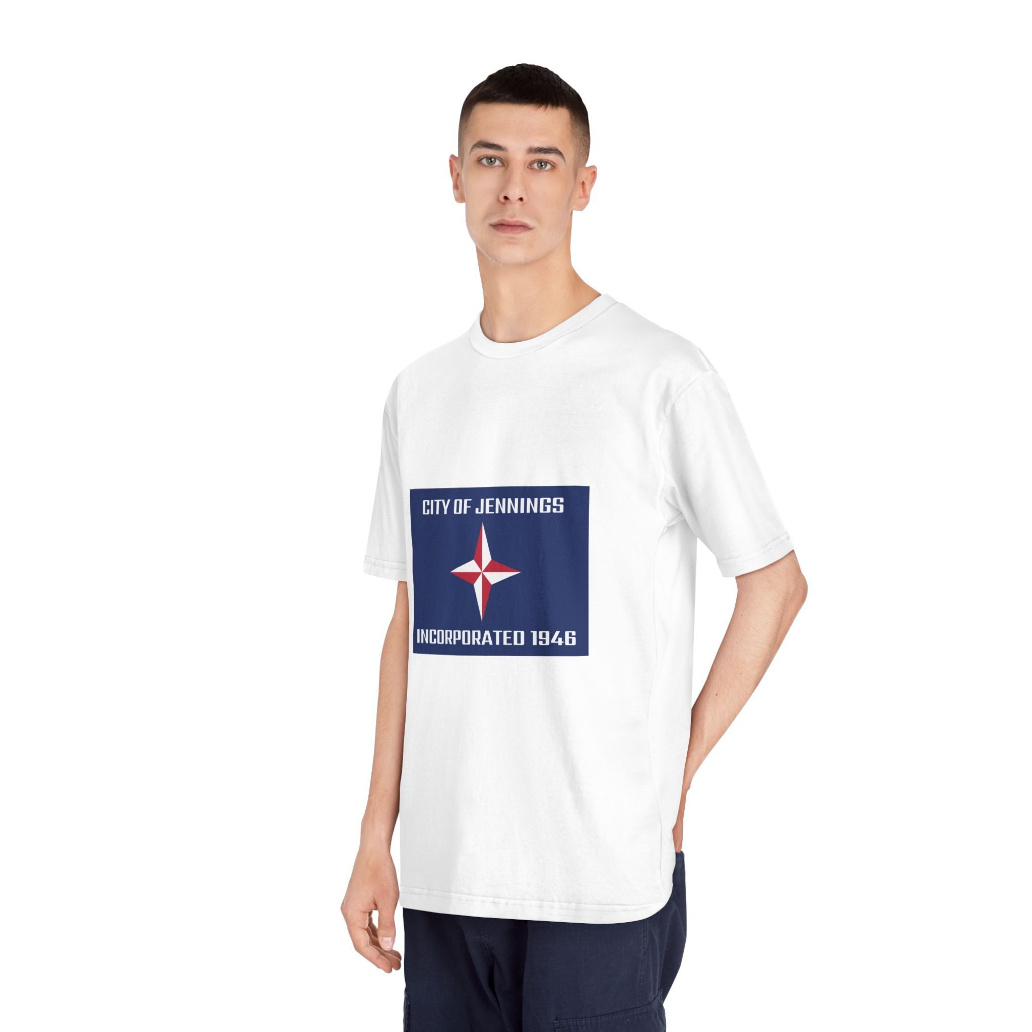 Flag of Jennings, Missouri Unisex Classic Crewneck T Shirt - Image 4
