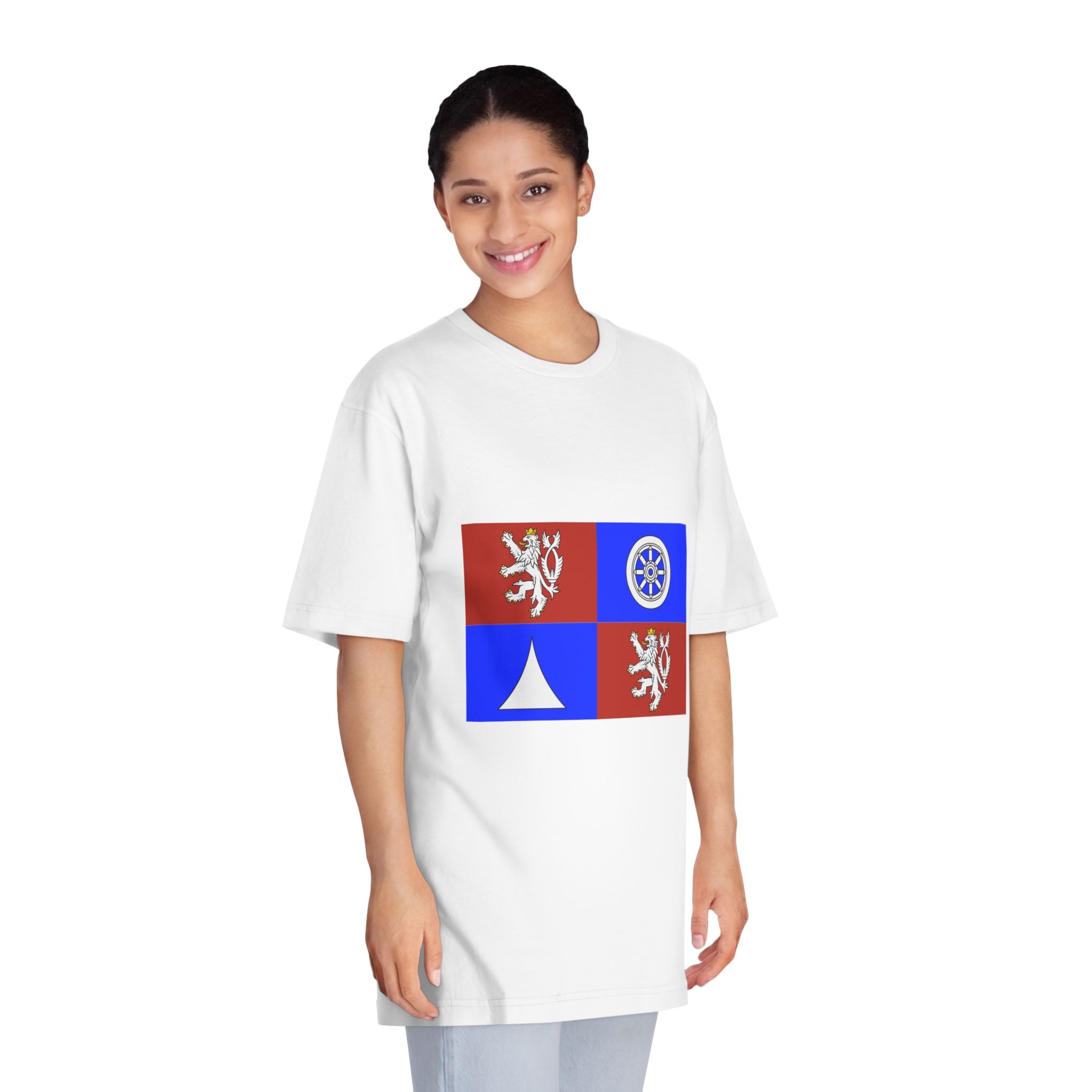 Flag of Liberec Region Unisex Classic Crewneck T Shirt - Image 3