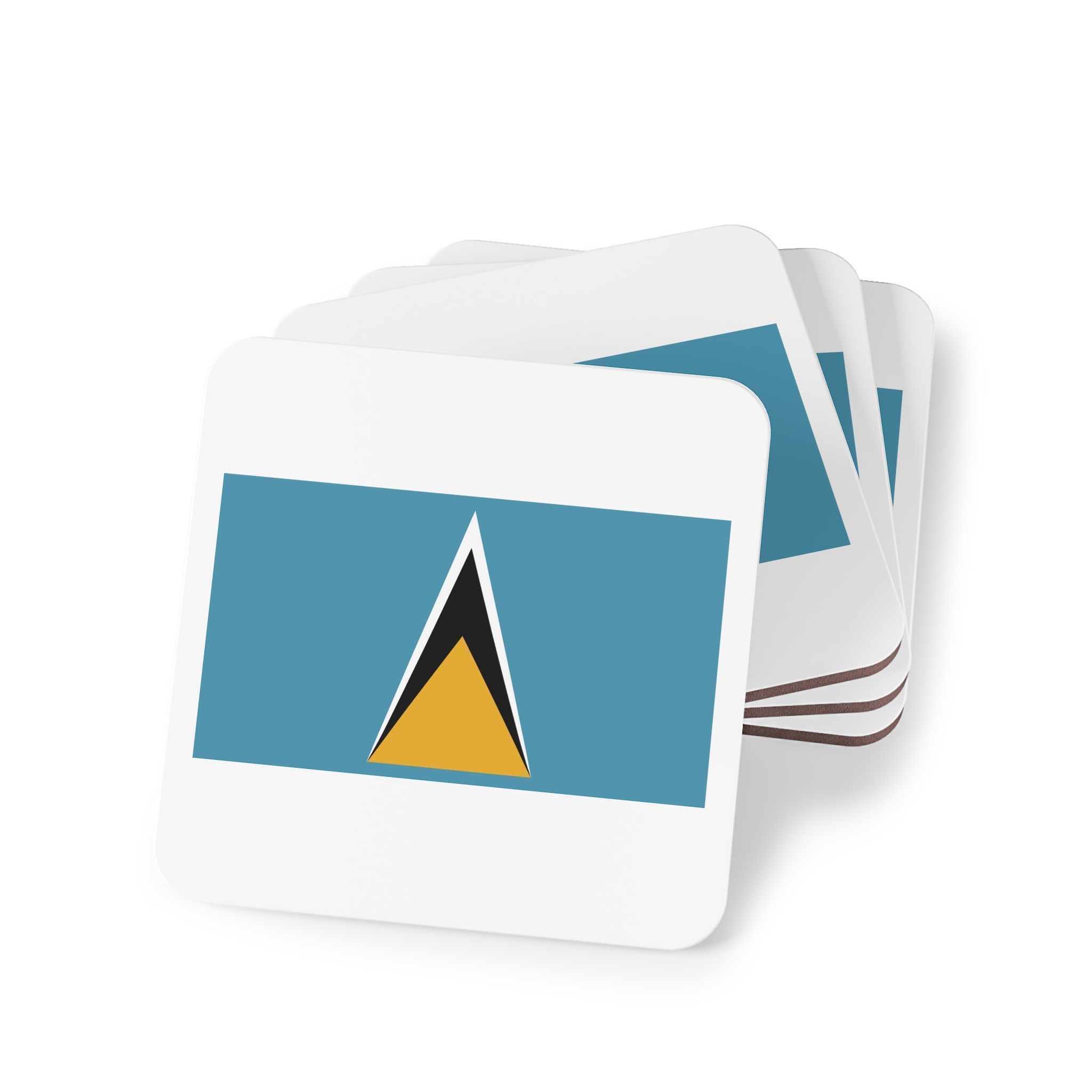 National Flag Saint Lucia With Iconic Triangles Coasters - Image 7