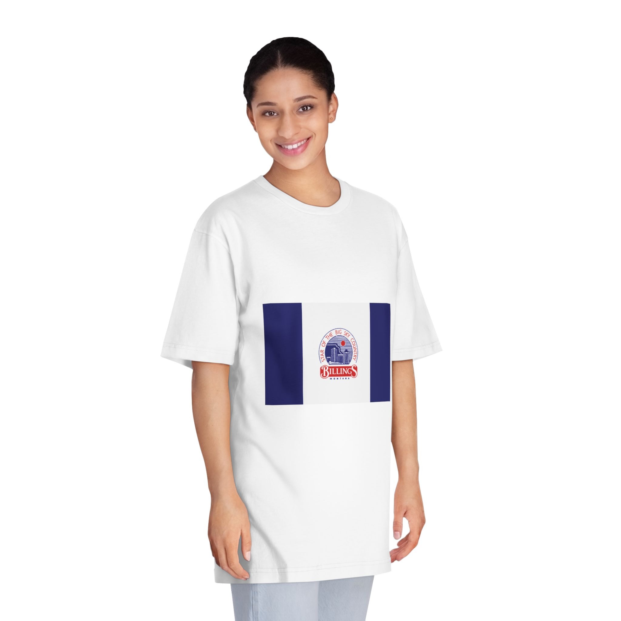 Flag of Billings, Montana Unisex Classic Crewneck T Shirt - Image 3