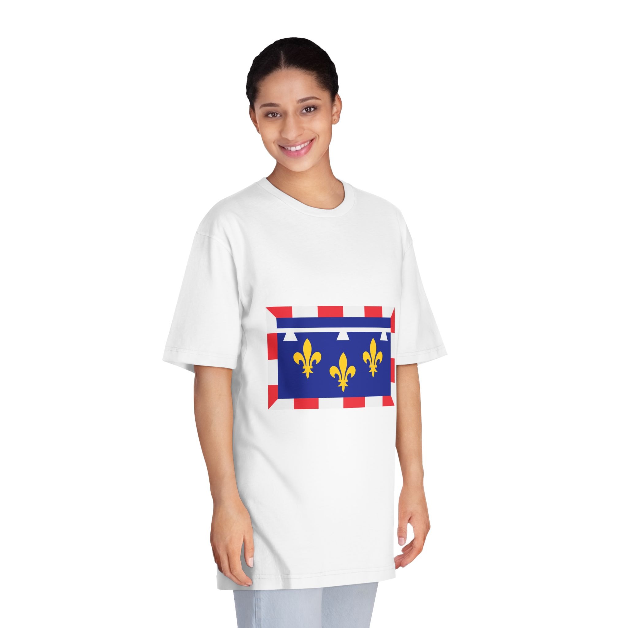 Flag of Centre Val de Loire Unisex Classic Crewneck T Shirt - Image 3