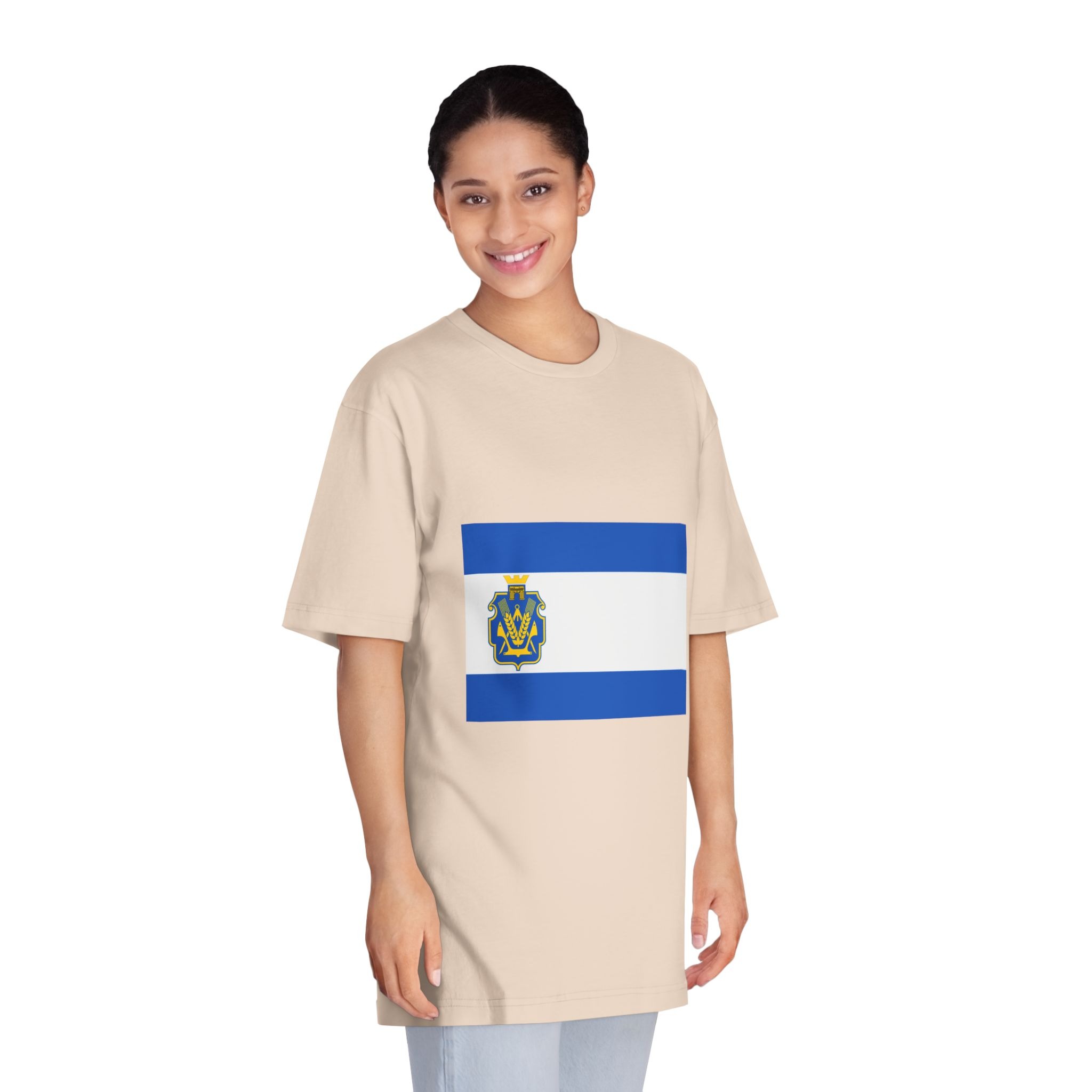 Flag of Kherson Oblast Unisex Classic Crewneck T Shirt - Image 11