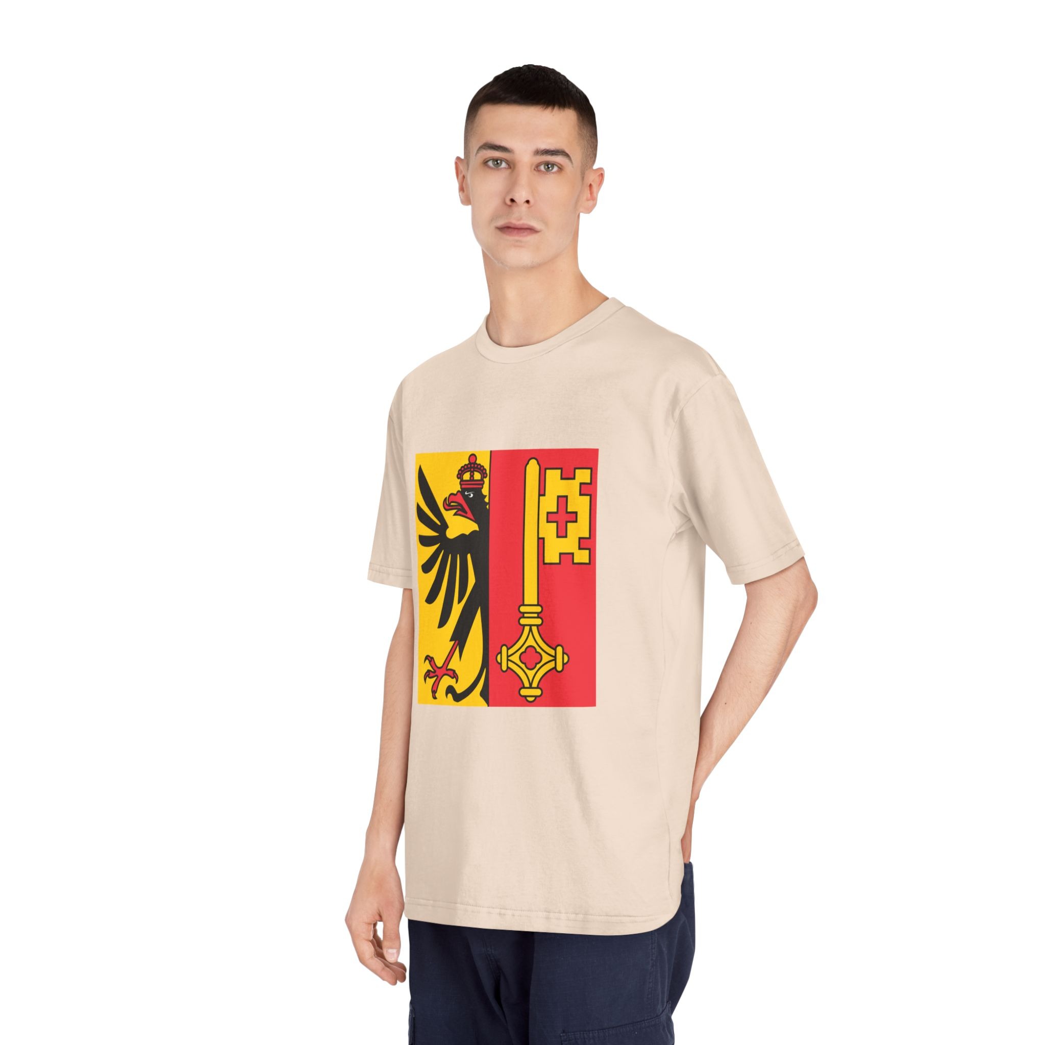 Flag of Canton of Geneva Unisex Classic Crewneck T Shirt - Image 12