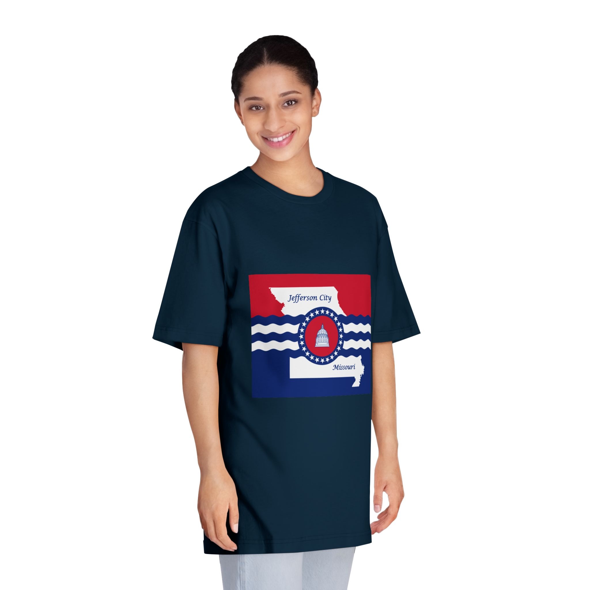 Flag of Jefferson City, Missouri Unisex Classic Crewneck T Shirt - Image 19