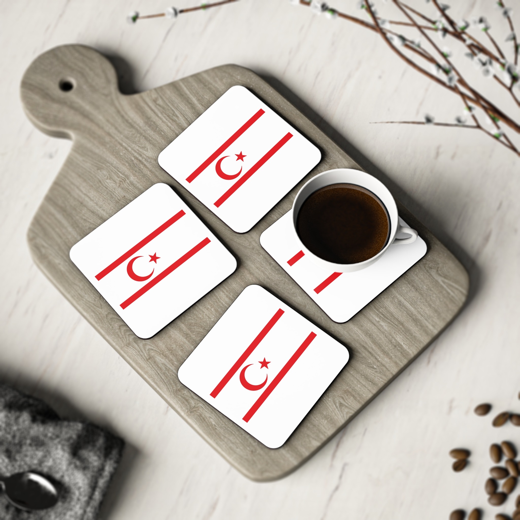 North Cyprus Flag Coasters - Image 8