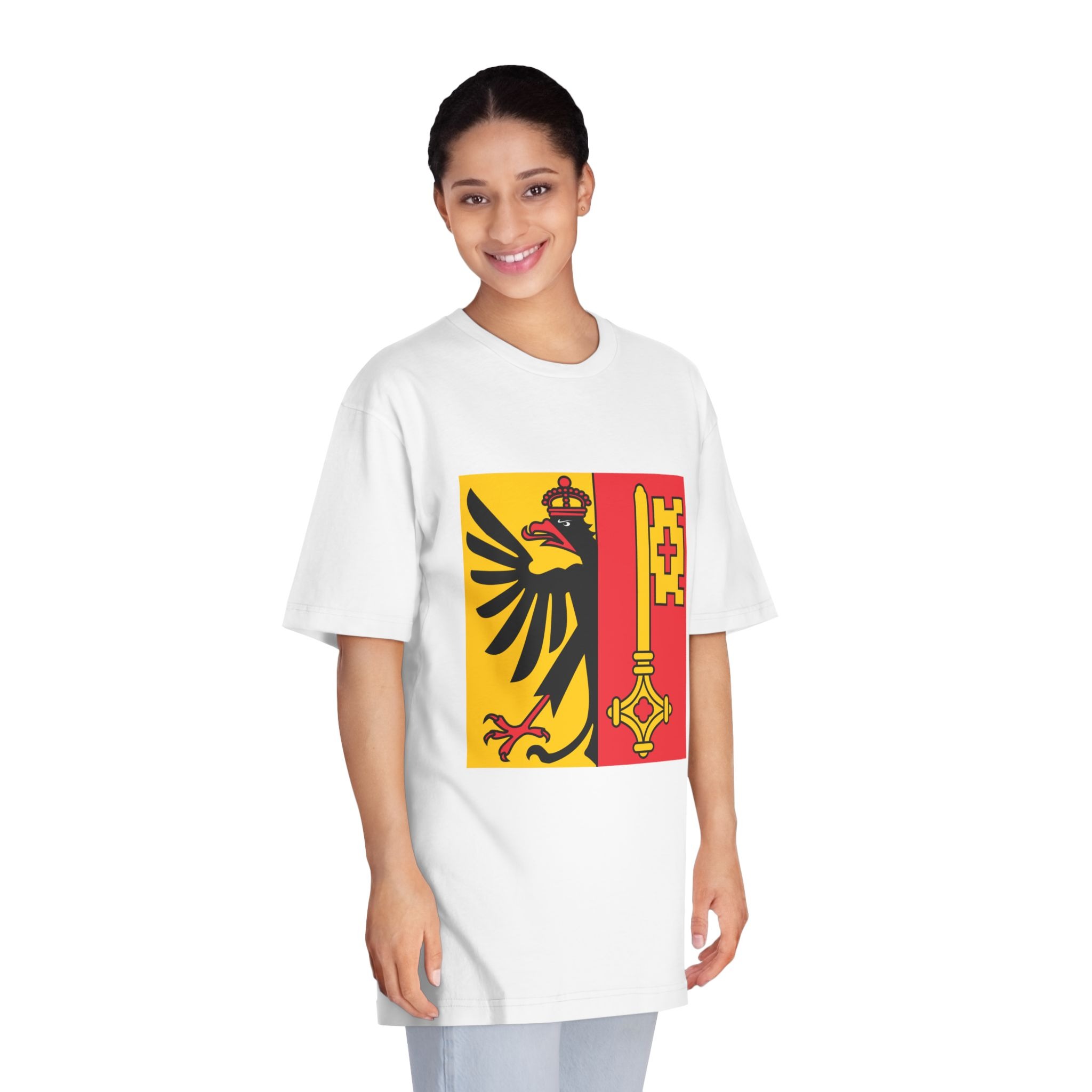 Flag of Canton of Geneva Unisex Classic Crewneck T Shirt - Image 3