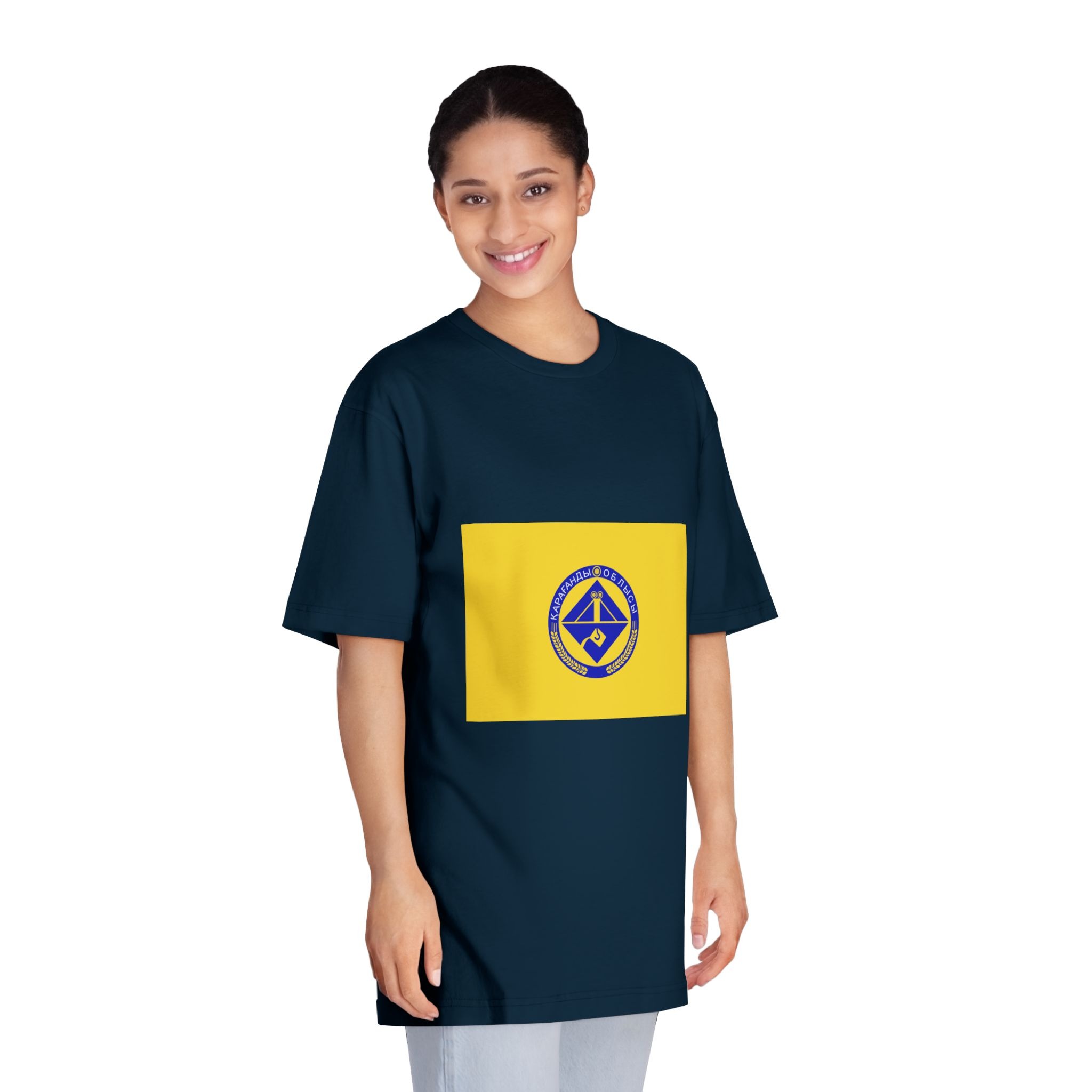 Flag of Karagandy Oblast Unisex Classic Crewneck T Shirt - Image 19