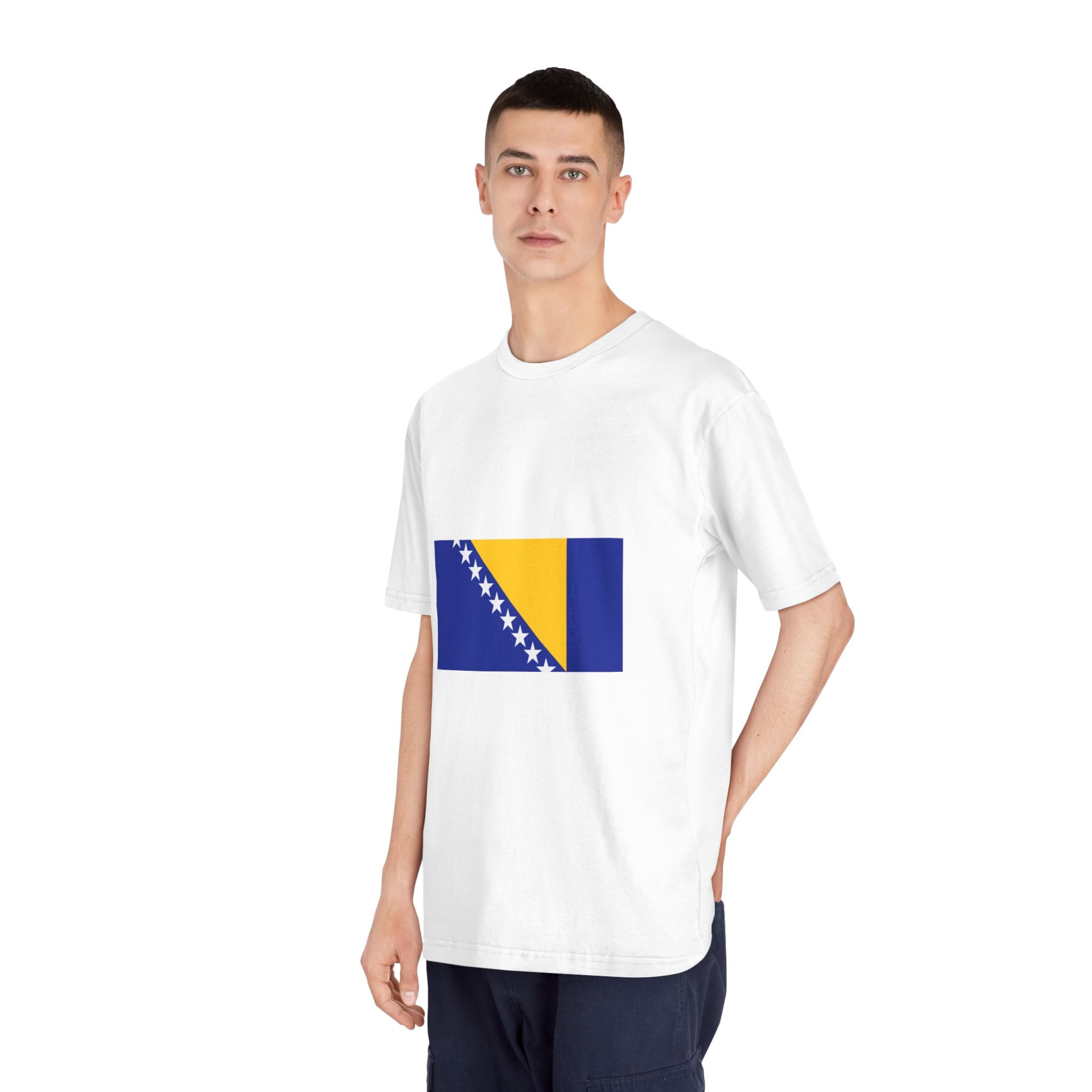 Flag of Bosnia and Herzegovina Unisex Classic Crewneck T Shirt - Image 4