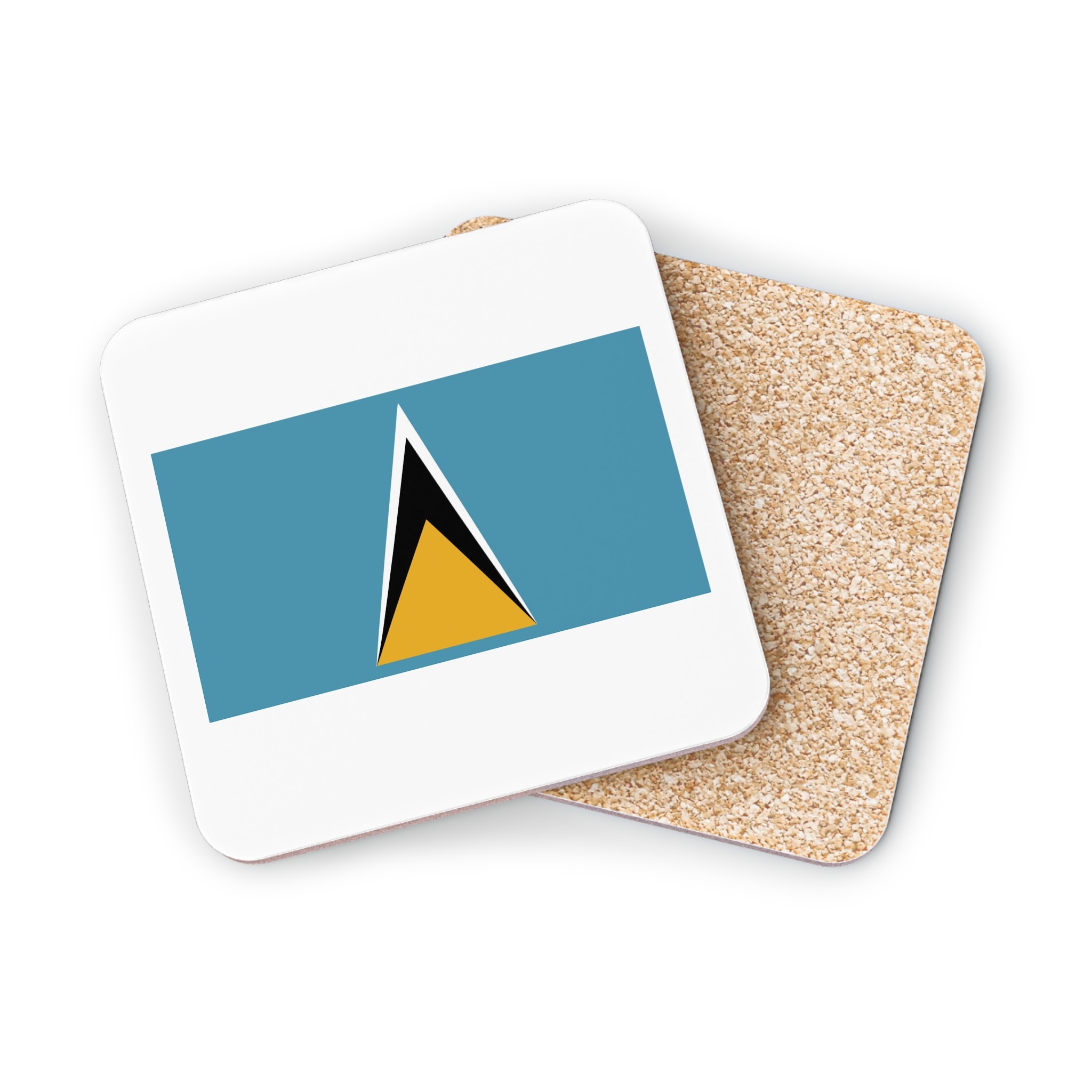 National Flag Saint Lucia With Iconic Triangles Coasters - Image 6