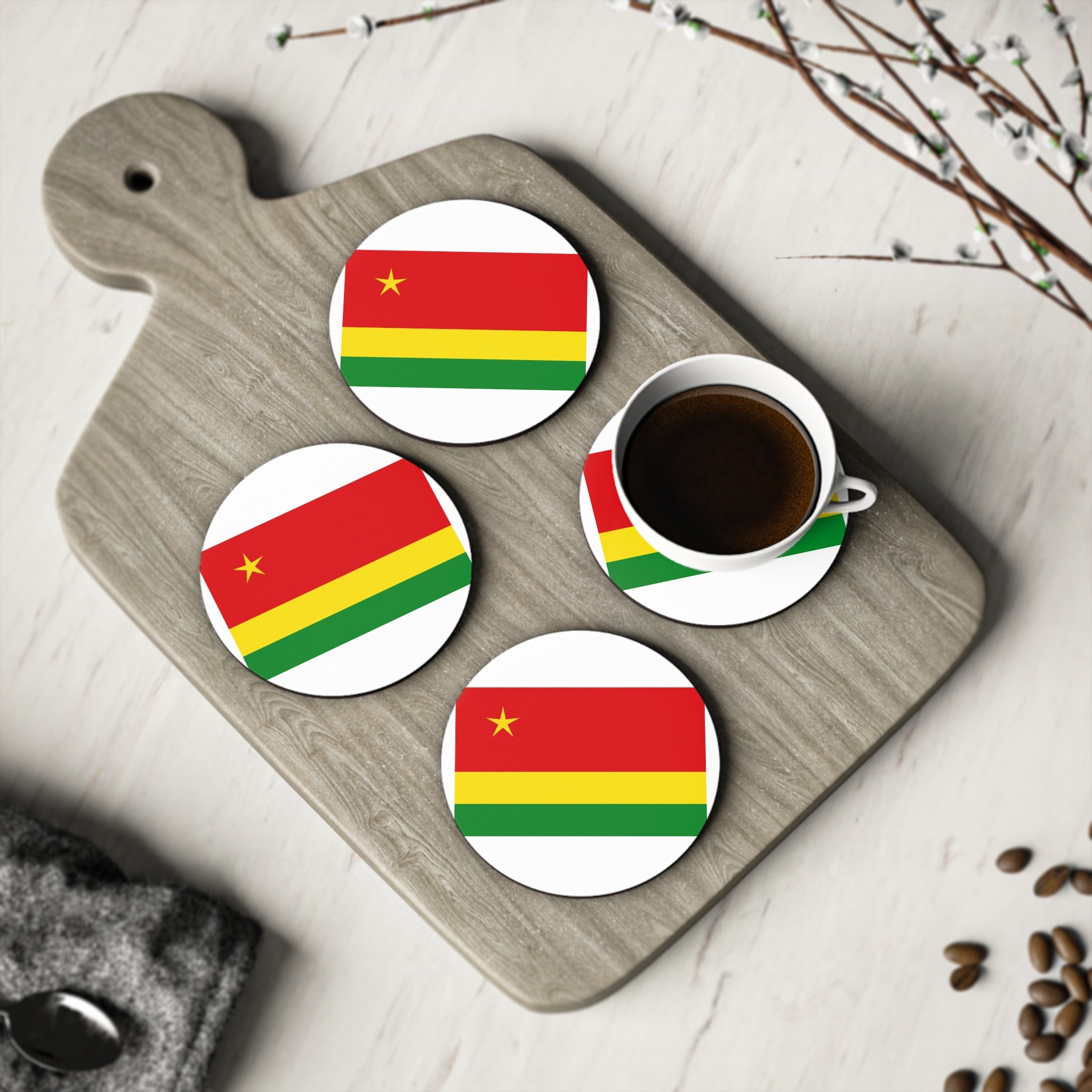 Proposed Nationalist Flag Reunion Blue Red Green Yellow Stripes Regional Banner Inde Coasters - Image 4