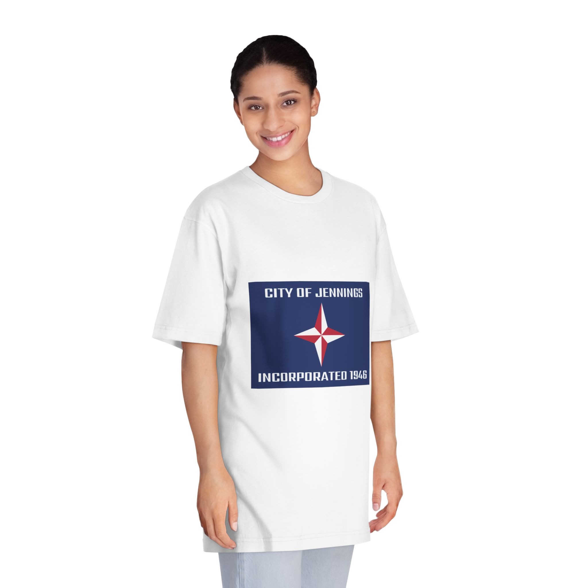 Flag of Jennings, Missouri Unisex Classic Crewneck T Shirt - Image 3