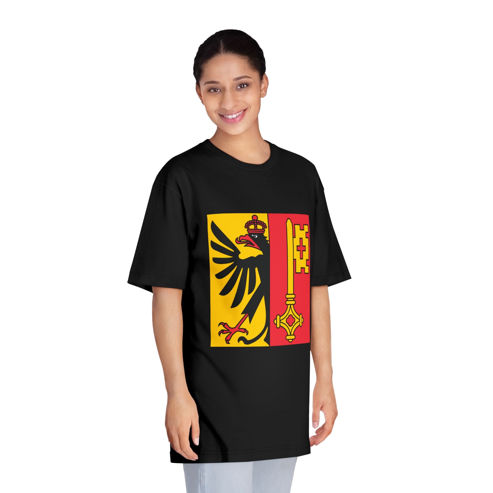 Flag of Canton of Geneva Unisex Classic Crewneck T Shirt - Image 7