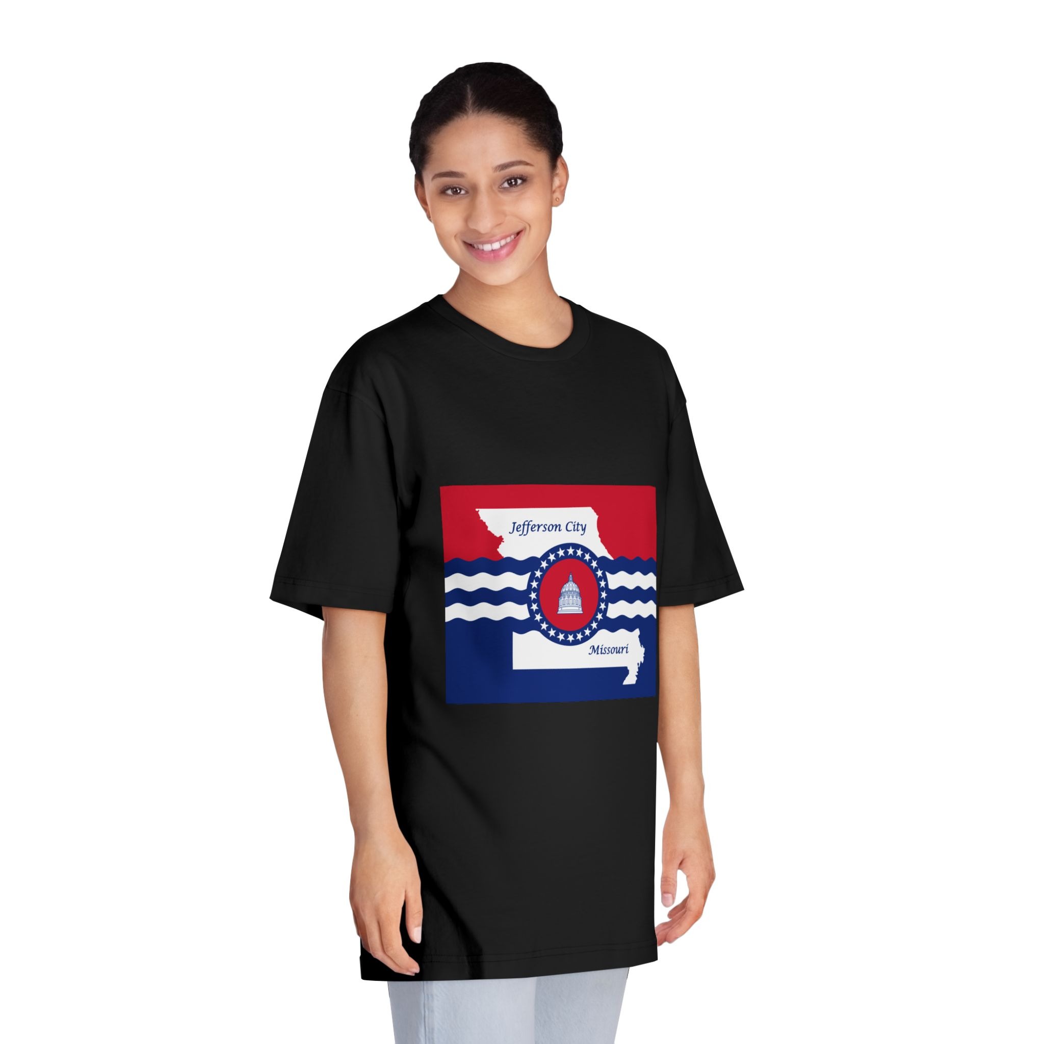 Flag of Jefferson City, Missouri Unisex Classic Crewneck T Shirt - Image 7