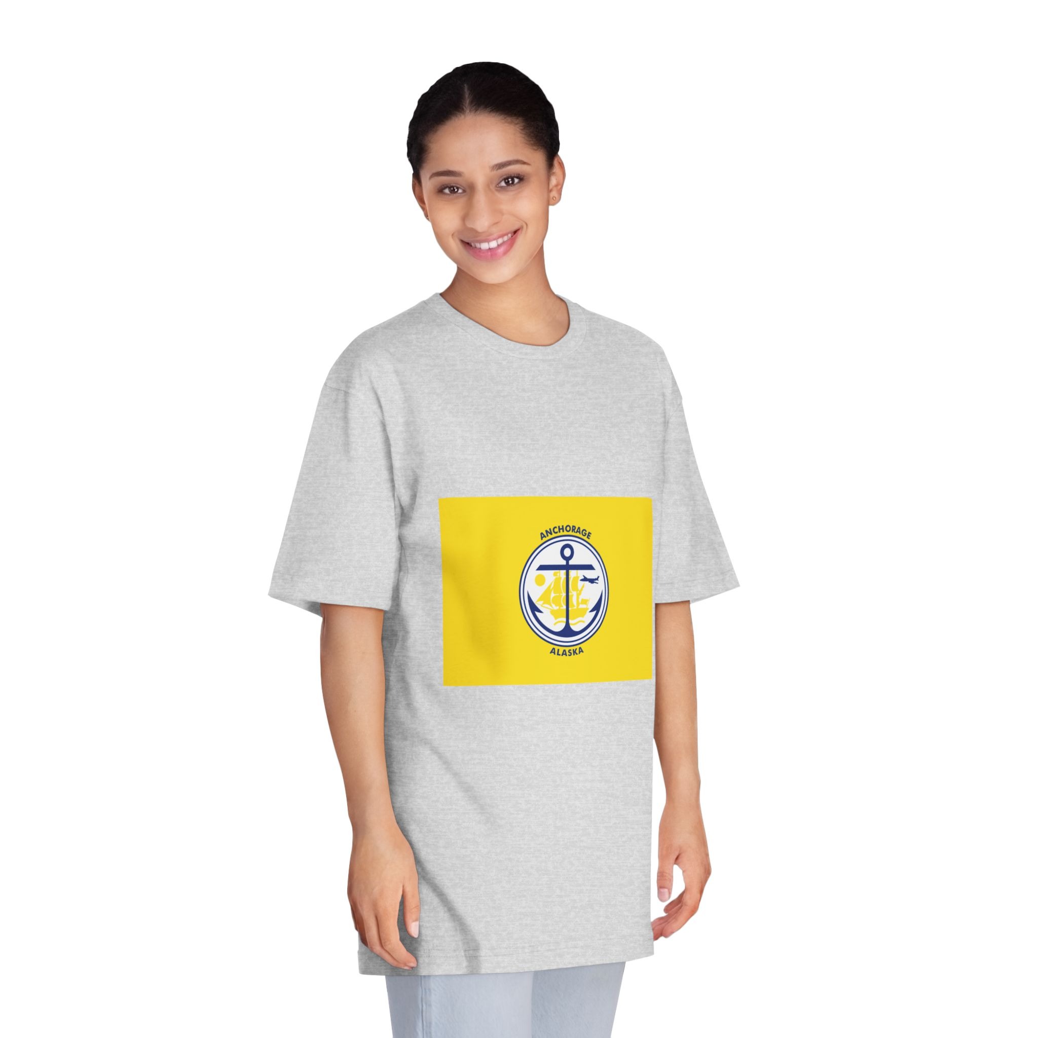 Flag of Anchorage, Alaska Unisex Classic Crewneck T Shirt - Image 15