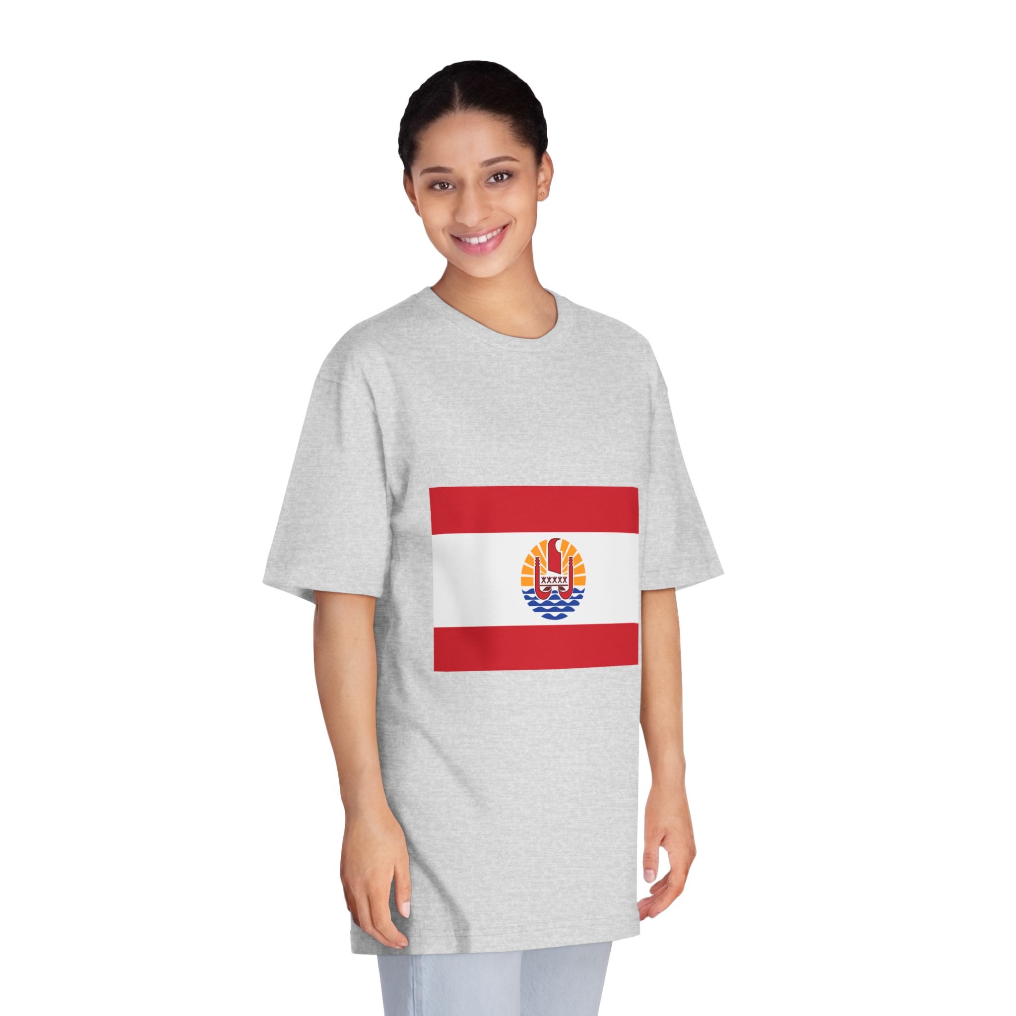 Flag of French Polynesia Unisex Classic Crewneck T Shirt - Image 15