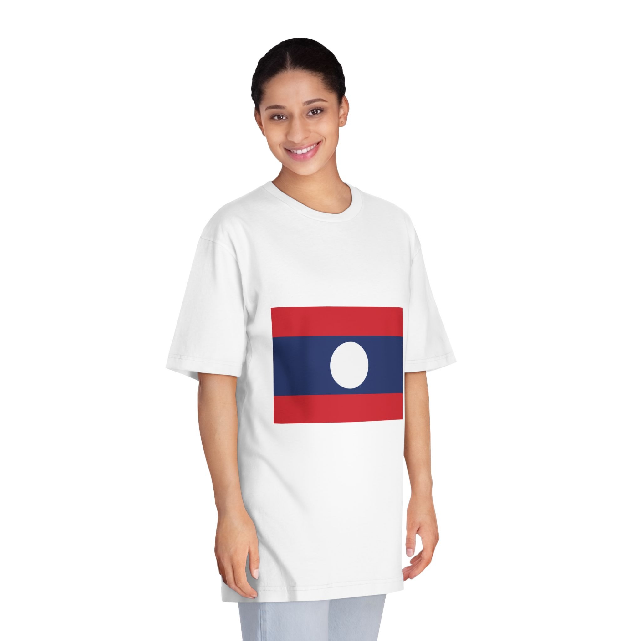 Flag of Laos Unisex Classic Crewneck T Shirt - Image 3