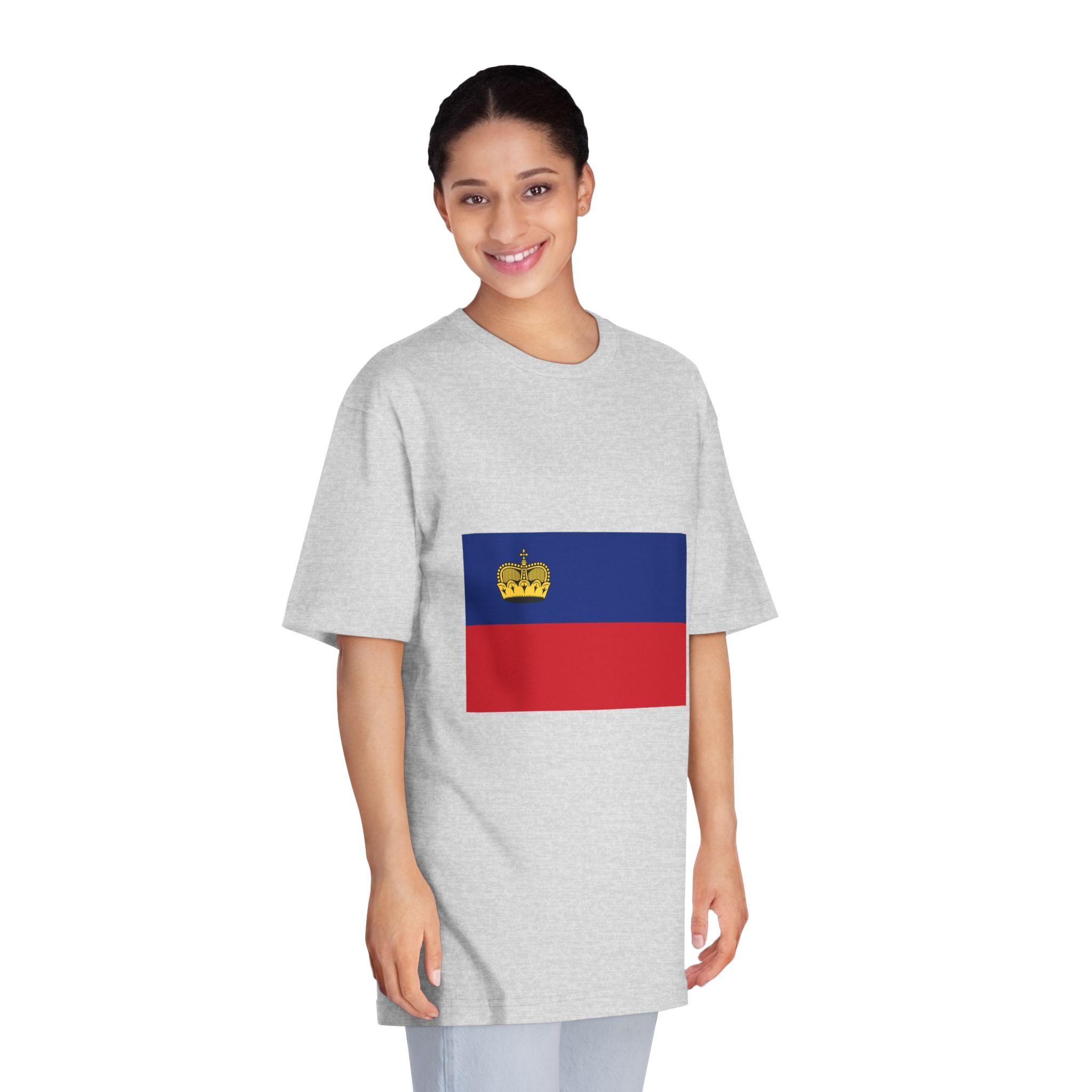 Flag of Liechtenstein Unisex Classic Crewneck T Shirt - Image 15
