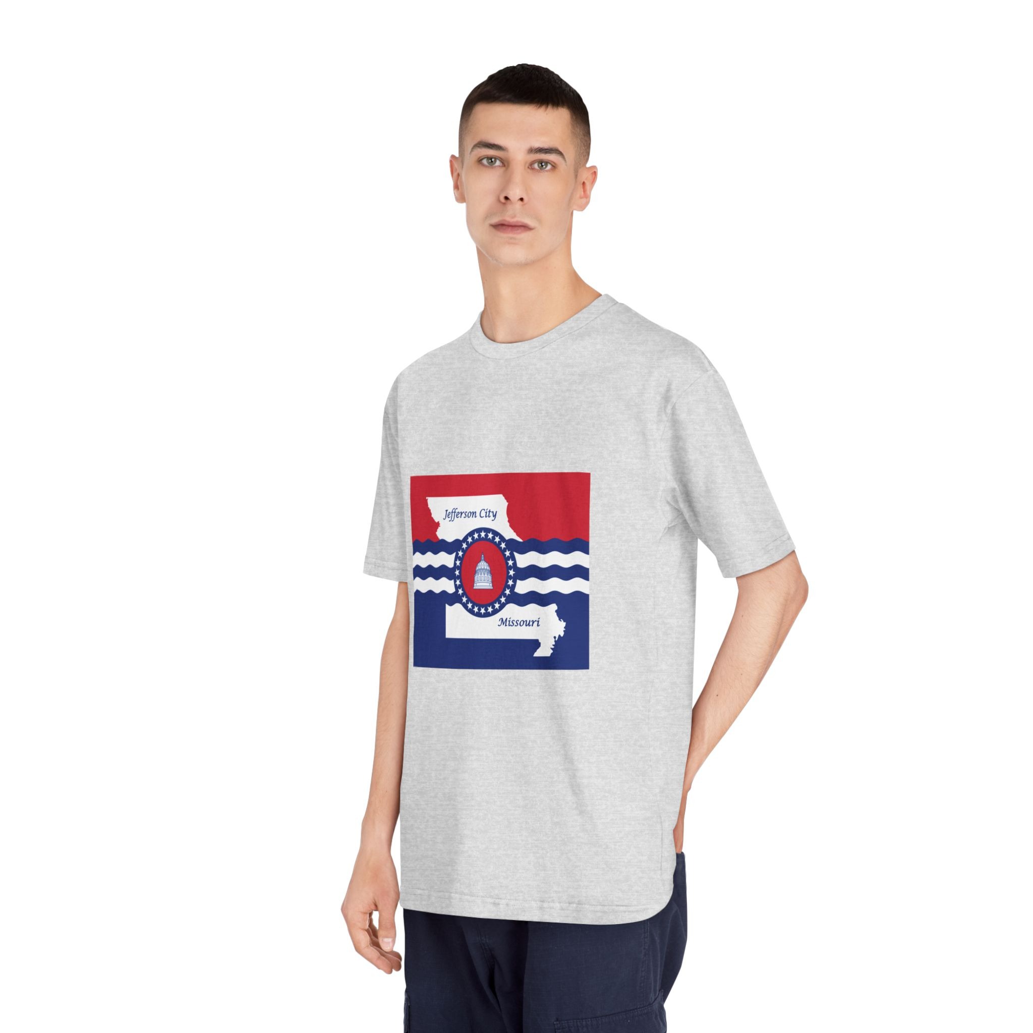 Flag of Jefferson City, Missouri Unisex Classic Crewneck T Shirt - Image 16